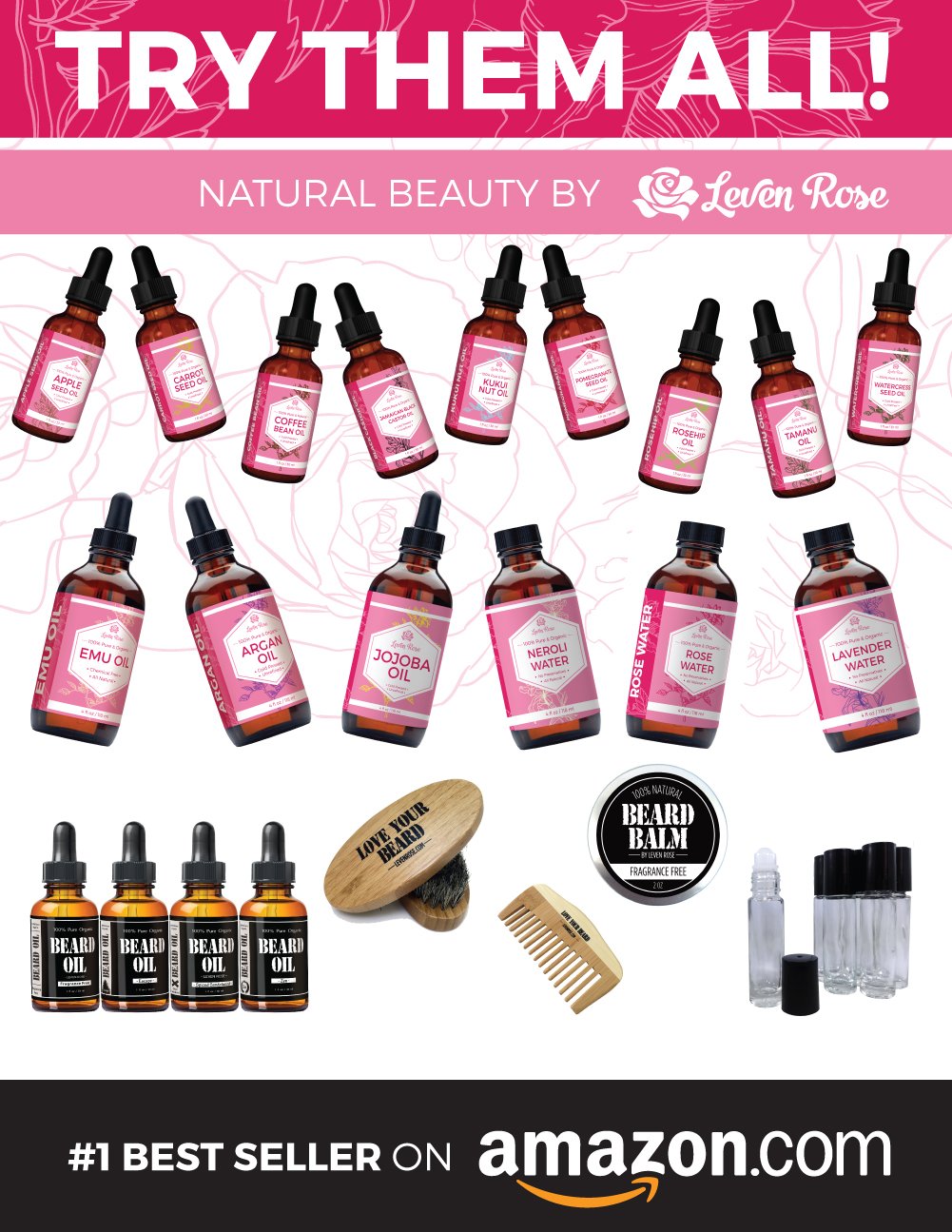 Leven Rose Green Coffee Bean Oil 100% Natural Pure Cold Pressed Unrefined Coffeebean Oil For Around Eyes, Face, Nails, Skin, And Hair- 1 oz Bottle (1 ounce)