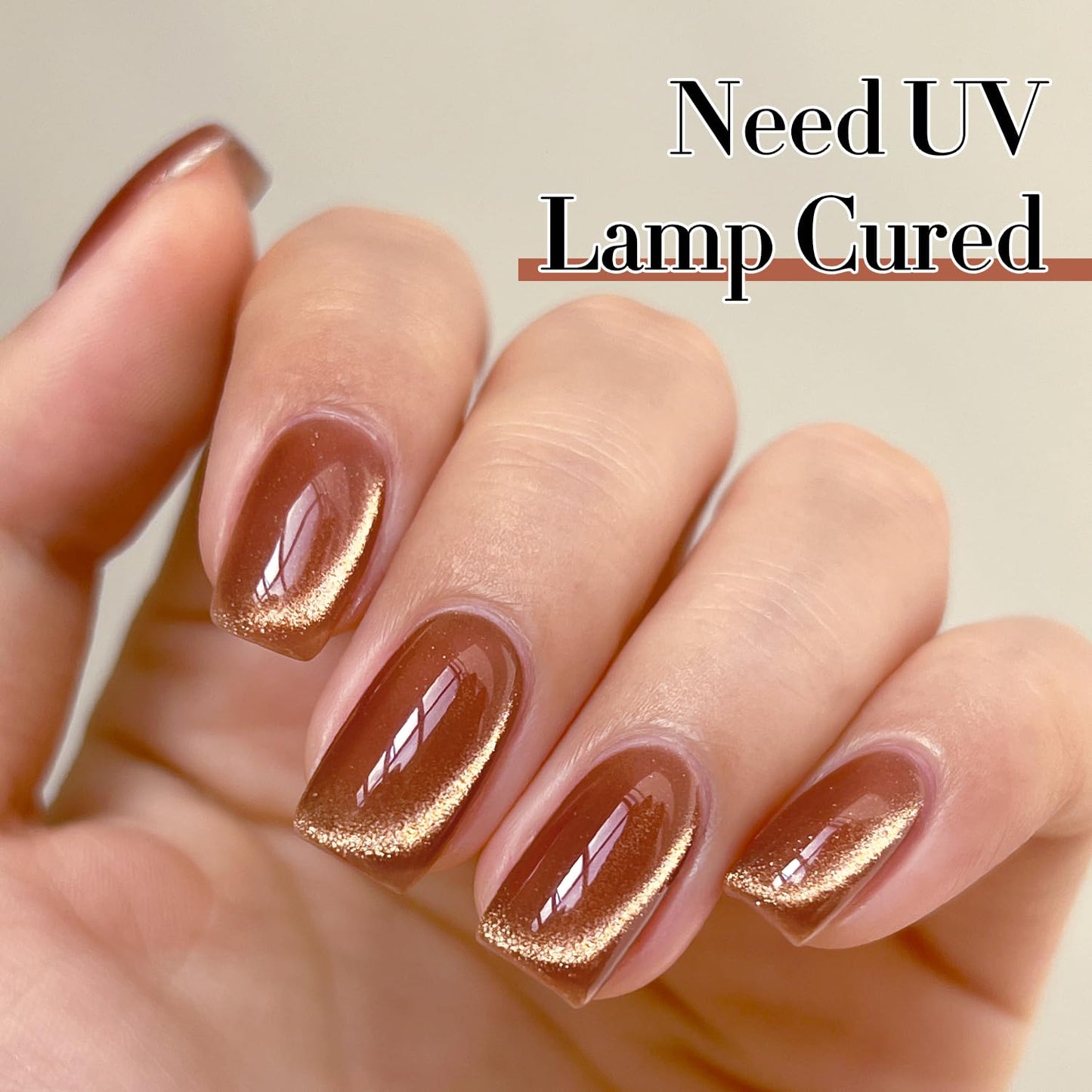 Double Rhythm 15ML Ice Glass Cat Eye Gel Polish with Magnet Holographic Glitter Shimmer Translucent Sheer Color Salon Soak Off Magnetic Nail at Home (Tea Gold-MC1123)