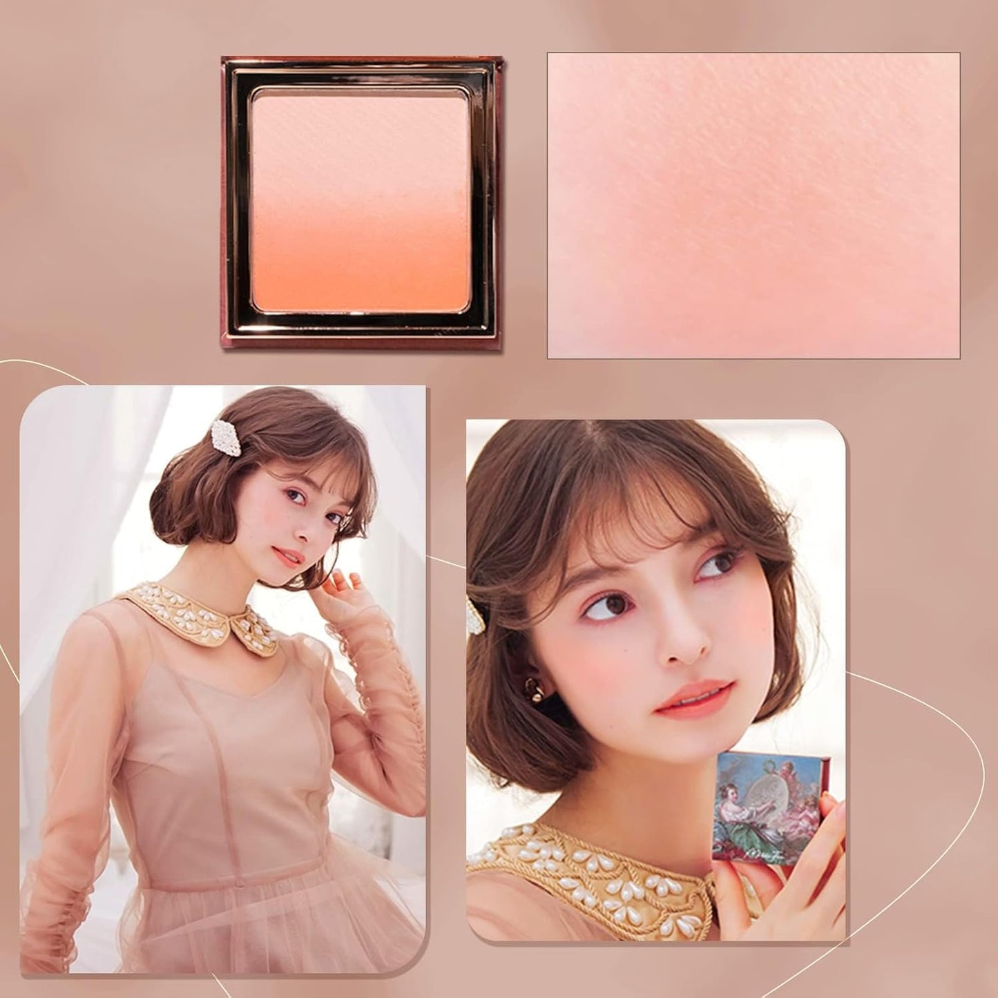 Angel Gradation Blushes 5g Lone Wear Shimmer Millefee Powder Palette for Beauty Cheek