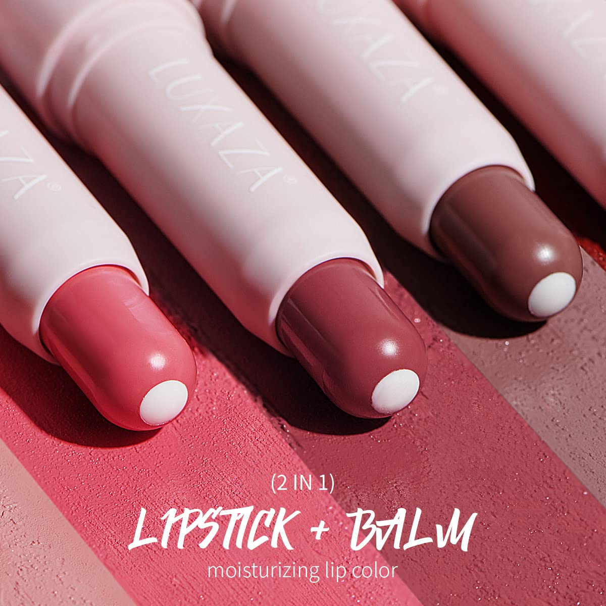 2PCS Tinted Lip Balm, Natural Semi-Gloss Finish, Hydrating Coloring 2 in 1 Lip Stick for Girls & Women 01&03