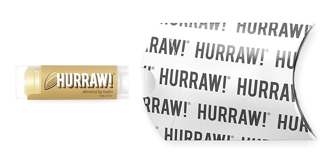 Hurraw! Almond Lip Balm: Organic, Certified Vegan, Cruelty and Gluten Free. Non-GMO, 100% Natural Ingredients. Bee, Shea, Soy and Palm Free. Made in USA