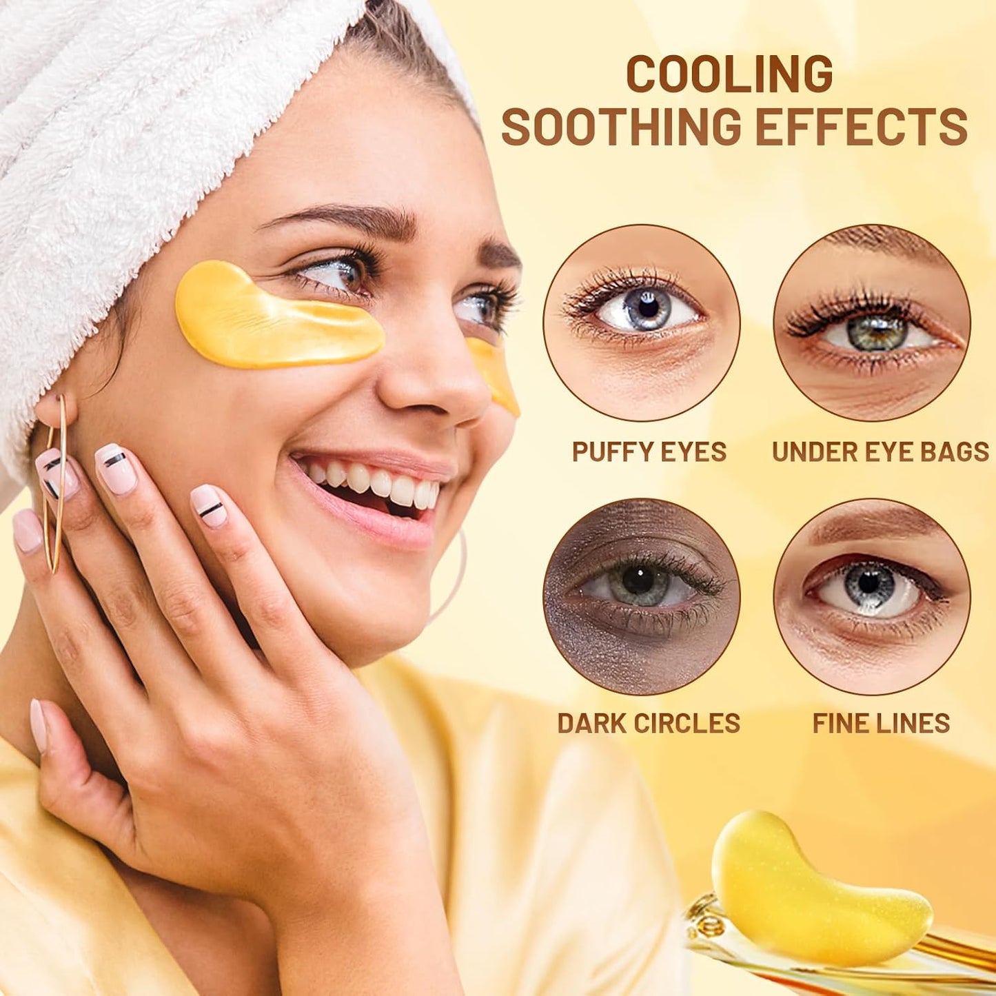 24K Gold Eye Mask, 20 Pairs Eye Treatment Mask With Collagen, Under Eye Mask Treatment for Puffy Eyes, Dark Circles Corrector, Used for Eye Bags, Anti Aging Patches Luxury Gift for Women and Men