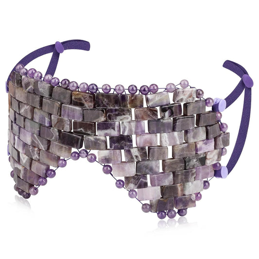 Jade Eye Mask, Rose Quartz Eye Mask，Gemstone Eye Mask Anti Aging Therapy Hot or Cold Using (#2-Amethyst)