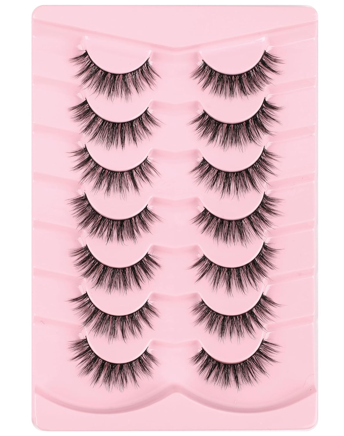 Wispy Mink Lashes Fluffy Lashes Natural Look C Curl False Eyelashes Natural Fake Lashes Wispies Eyelashes Short Eye Lashes Pack 7 Pairs