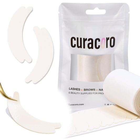 Curacoro Double Foam Eye Pads For Lash Extension, Hypoallergenic Eye Pads Lash Extension Supplies for Oily Skin & Sensitive Eyes, Soft Sticky Pads for Lash Perm Lamination, Lash Remover (46 Pads)