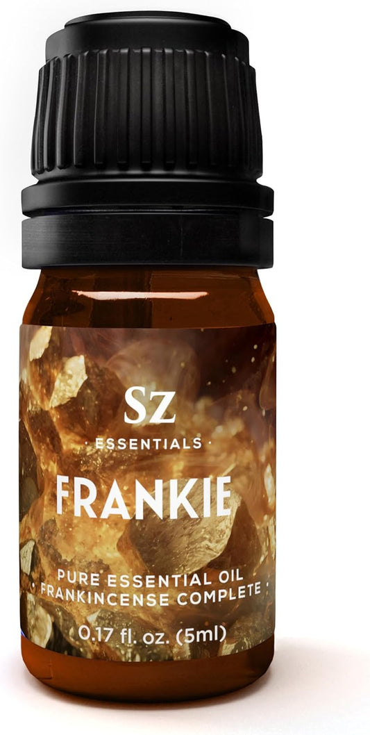 Frankie - Frankincense Complete Pure Essential Oil - 100% Natural and Undiluted - Extracted from 5 top Boswellia Trees - Warm & Rich Balsamic Scent with Hints of Earthy Spice -0.17 oz