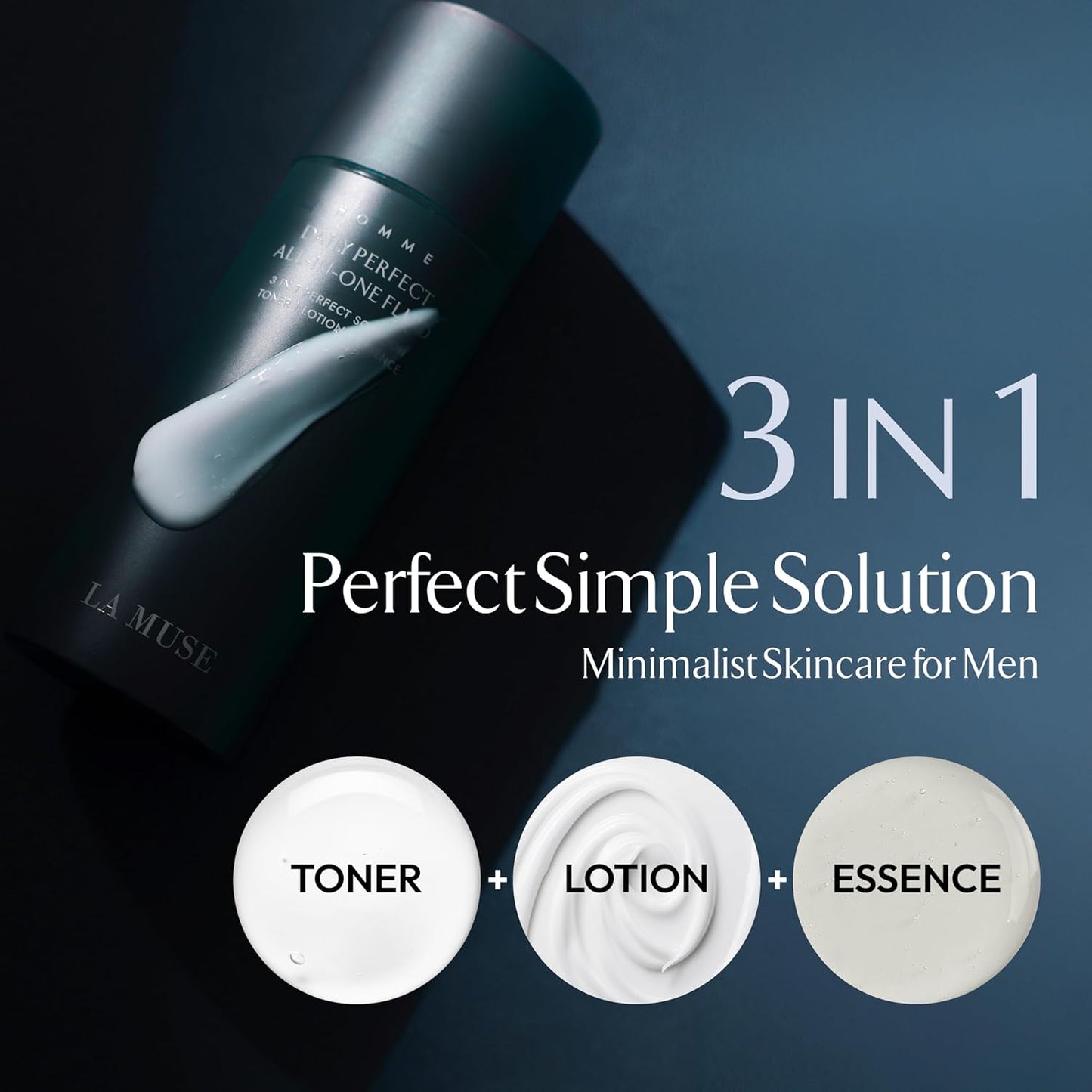 LA MUSE Homme Daily All-in-One Face Moisturizer for Men | 3-in-1 Toner, Lotion, Essence | Lightweight, Hydrating After-Shave Lotion for Oily & Sensitive Skin | Korean Skincare | Original Size