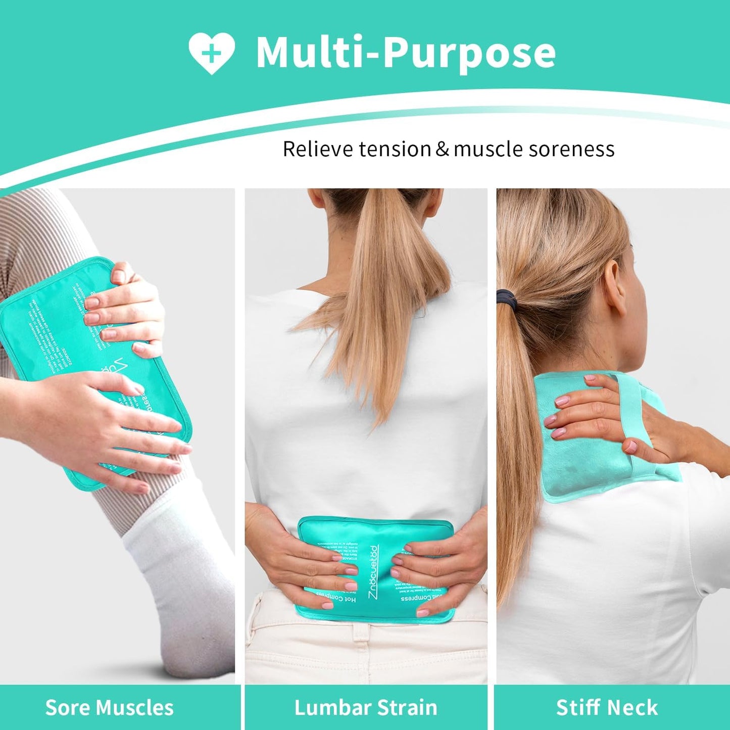 Gel Ice Pack for Injuries Reusable Soft Freezer Ice Bag with Strap- Hot Cold Compress Packs for Swelling Bruises Surgery Knee Shoulder Foot Back Ankle Neck Elbow Wisdom Tooth-1 Pack