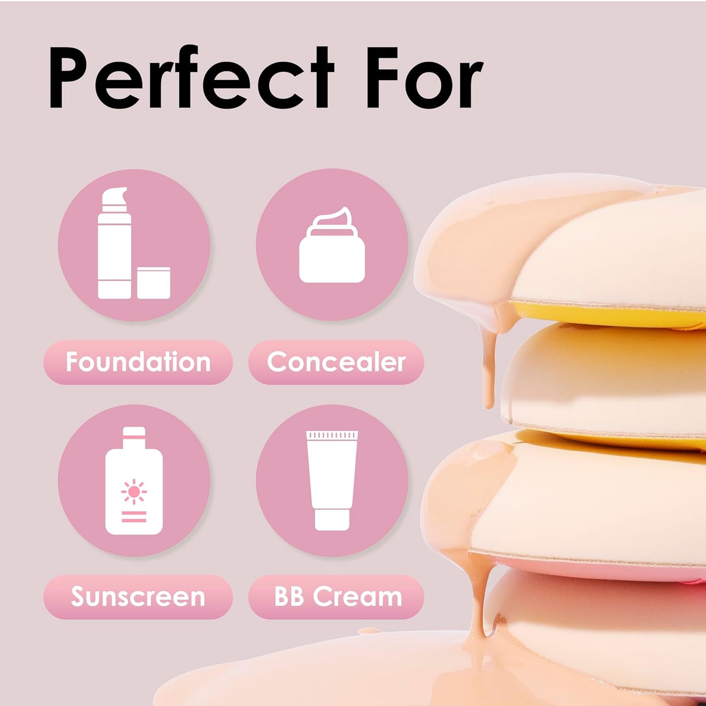 5Pcs Pale Pink Makeup Sponge For Foundation Concealer And Powder, Latex free Blender Sponge For Natural And Easy Makeup Soft Long-lasting And Beginner-friendly, Medium