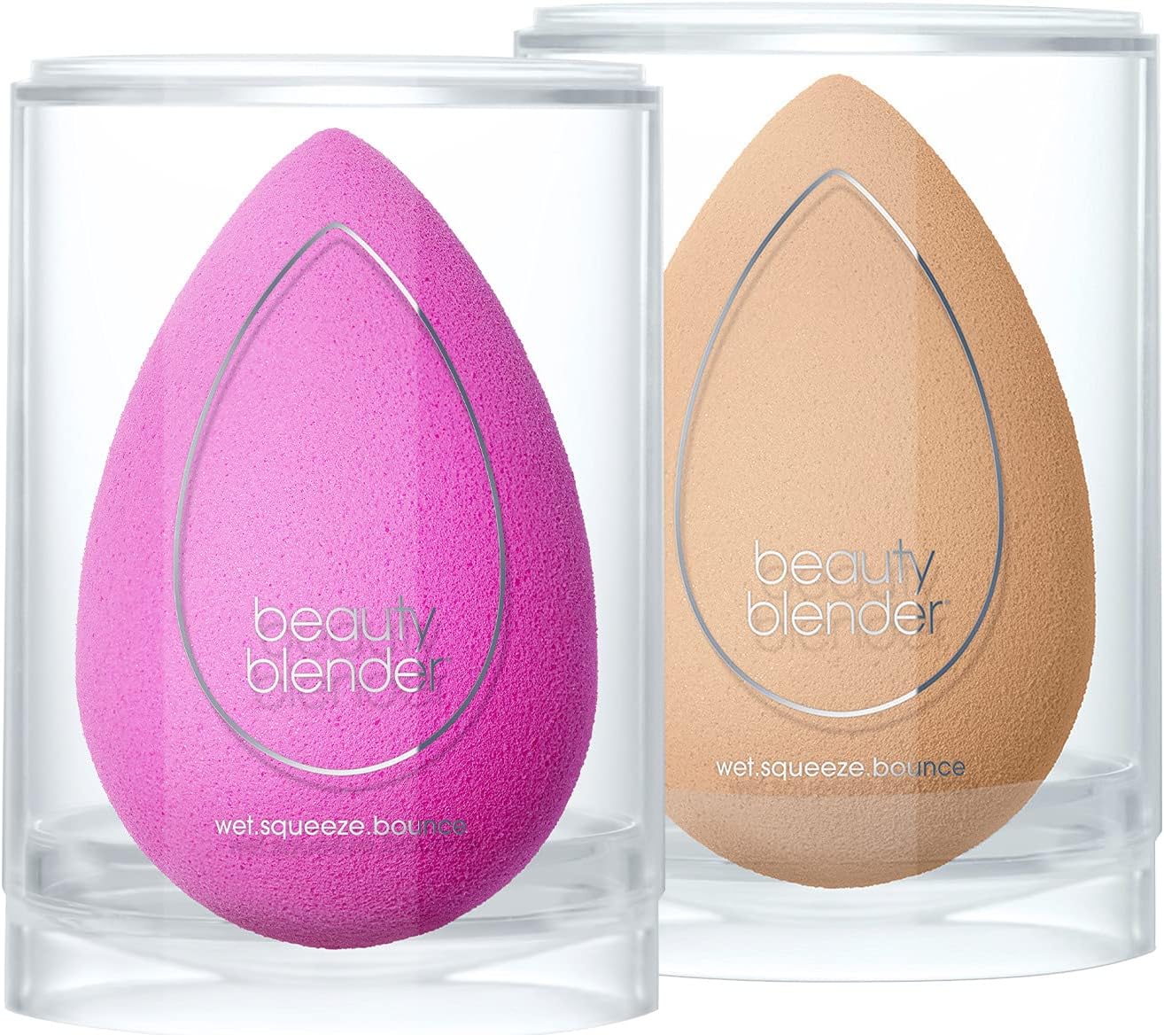 Beautyblender® | Original Pink + Nude Beauty Blender 2-Piece Bundle for Blending Foundations, Powders, and Creams, Super-Soft Foam for Streak-Free Application, Made in the USA, Reusable, Washable