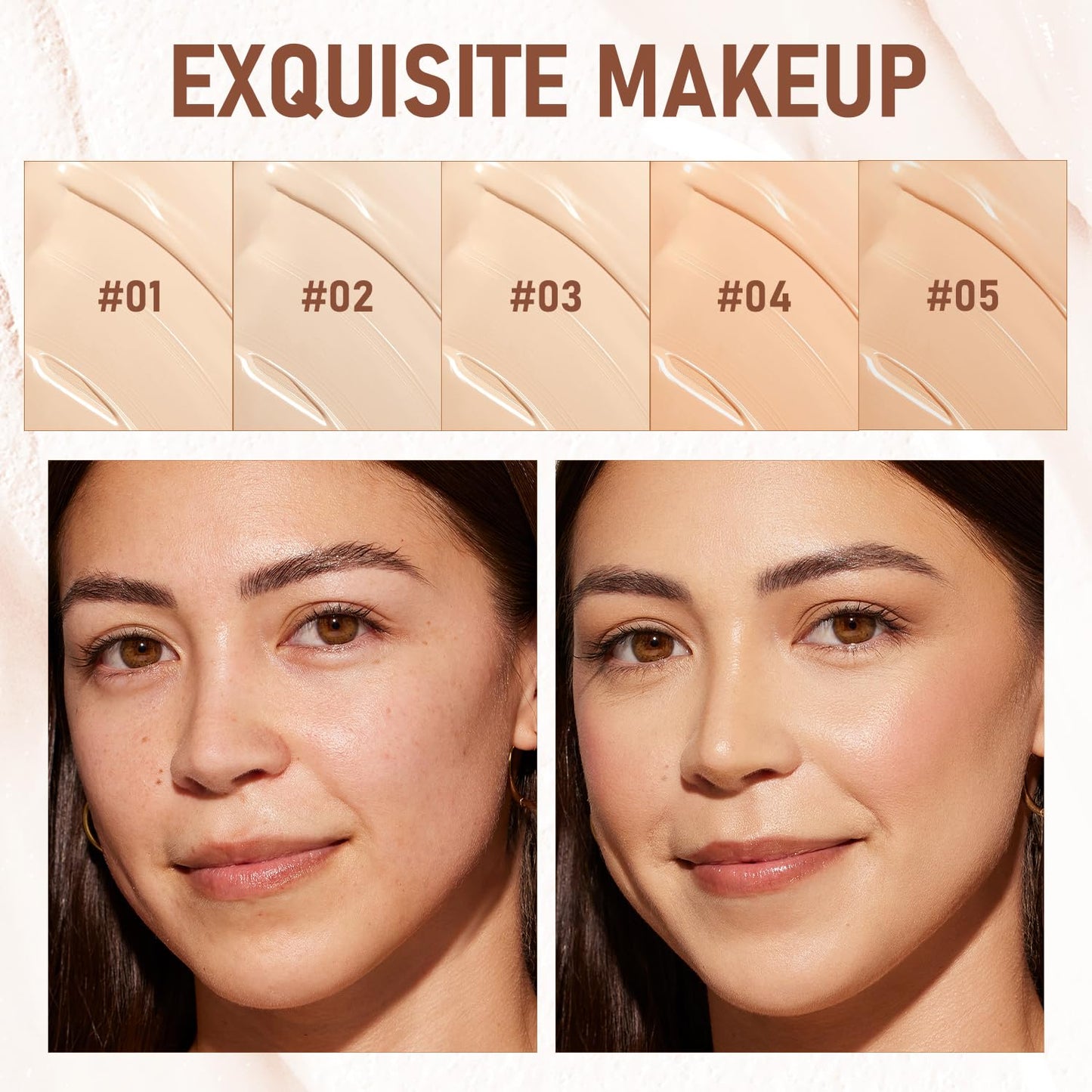 2PCS Long-Lasting Concealer Foundation Stick, Full Coverage Foundation Stick, 2-in-1 Contouring foundation with Brush, Cover Blemishes for All Skin Types (03#Light skin)