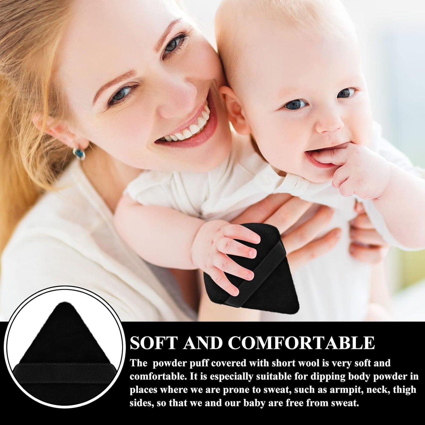 Maitys 12 Pieces Powder Puff Triangle Face Makeup Cosmetic for Loose Powder Soft Body Washable Reusable Foundation Sponge Mineral Wet Dry Makeup Tool for Women(Large, Small,Black)