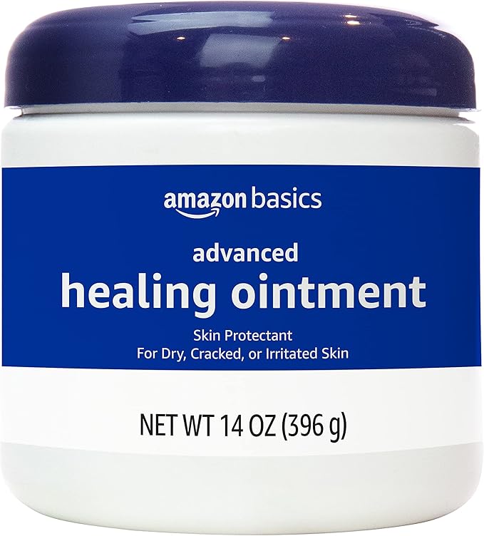 Amazon Basics Healing Ointment and Skin Protectant for Dry & Cracked Skin, Fragrance Free, 14 Ounce, 4-Pack (Previously Solimo)