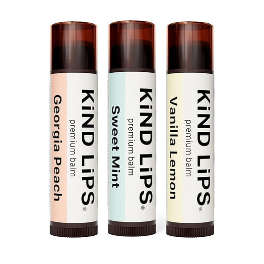 Kind Lips Lip Balm - Nourishing & Moisturizing Lip Care for Dry, Chapped Lips | Infused with Shea Butter & Beeswax | Variety Pack | 0.15 Oz (Pack of 3)