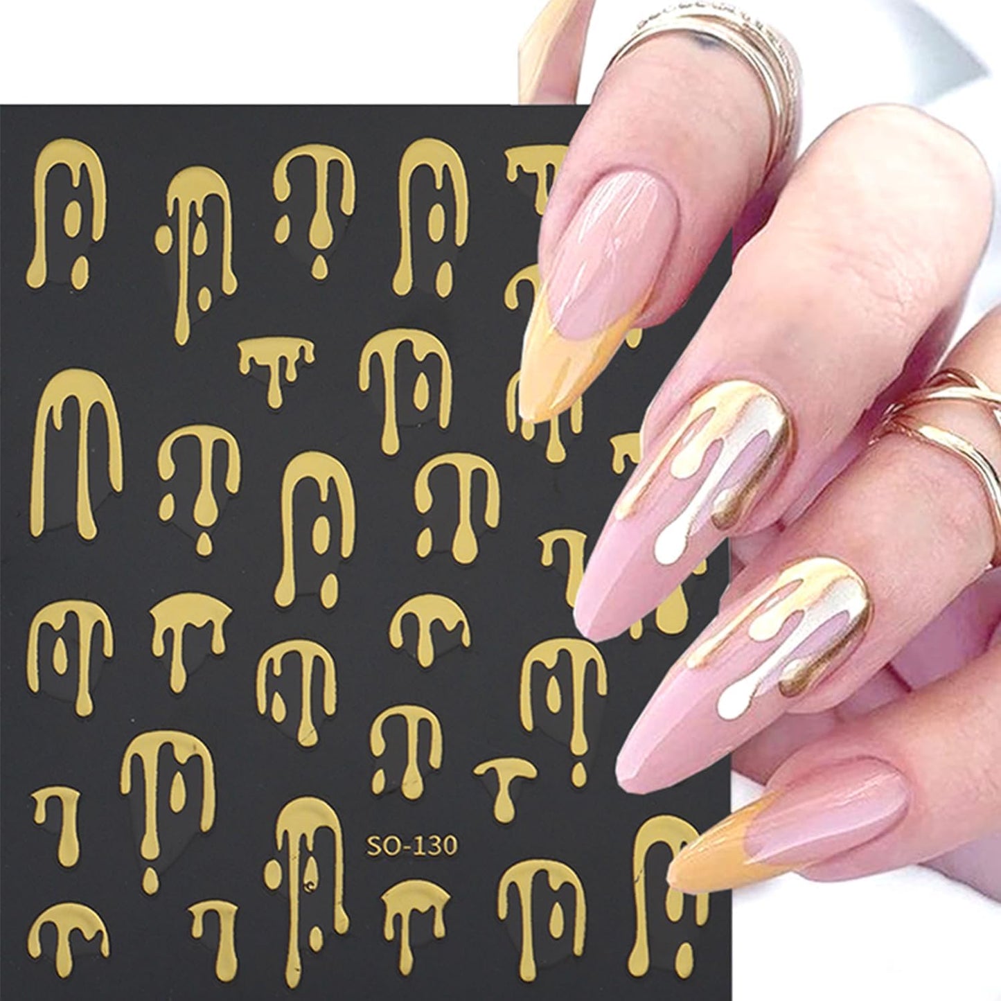 4pcs Halloween Nails Art Stickers -3D Self-Adhesive Nails Supply Black Gold Rose Gold Blood Dropping Design Y2K Scary Blood Nail Decals Sliders Halloween Laser Sliver Bloody DIY Manicure Decor
