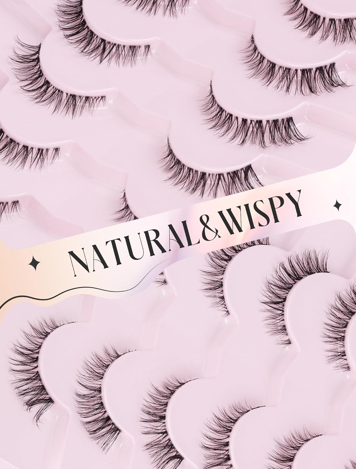 Wispy Lashes Natural Look Fake Eyelashes Natural Lashes False Eyelashes Wispy Fake Lashes Natural Eyelashes Clear Band Lashes UP20