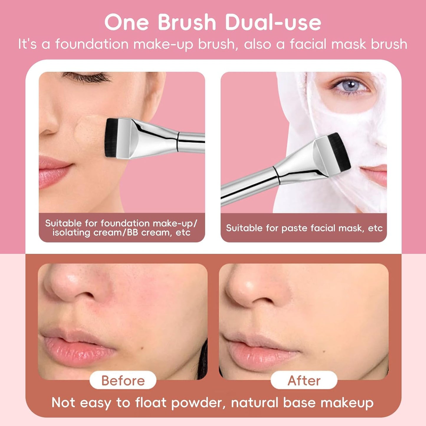 Makeup Mixing Palette with Foundation Brush and Spatula, Stainless Steel Makeup Palette Tray Mixer Nail Art Palette Mixing Tray