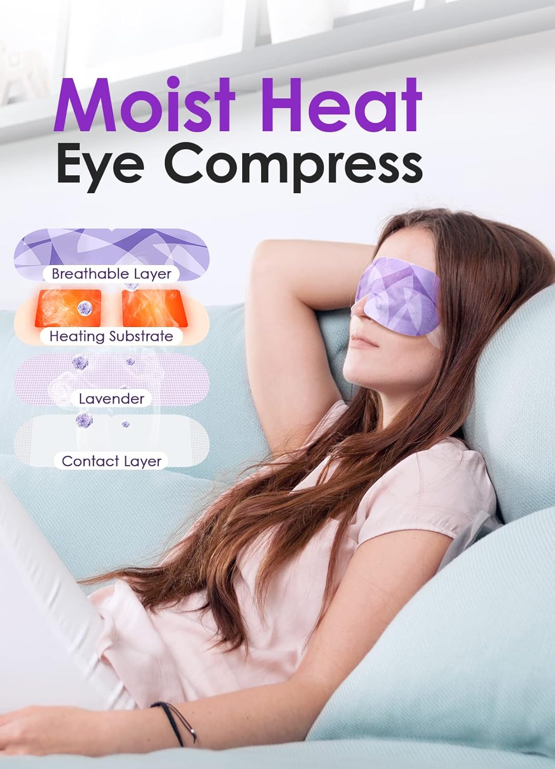 30 PACK Steam Eye Mask for Dry Eyes, Eye Mask Warm Compress 45Mins, Moist Heated Eye Masks for Dark Circles Puffiness Eye Bag, Travel Portable Business Office
