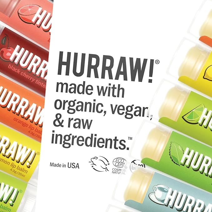 Hurraw! Sun Lip Balm (Zinc Oxide Protection, Broad Spectrum SPF 15, Tangerine, Chamomile): Organic, Certified Vegan, Gluten Free. Non-GMO, 100% Natural. Bee, Shea, Soy and Palm Free. Made in USA