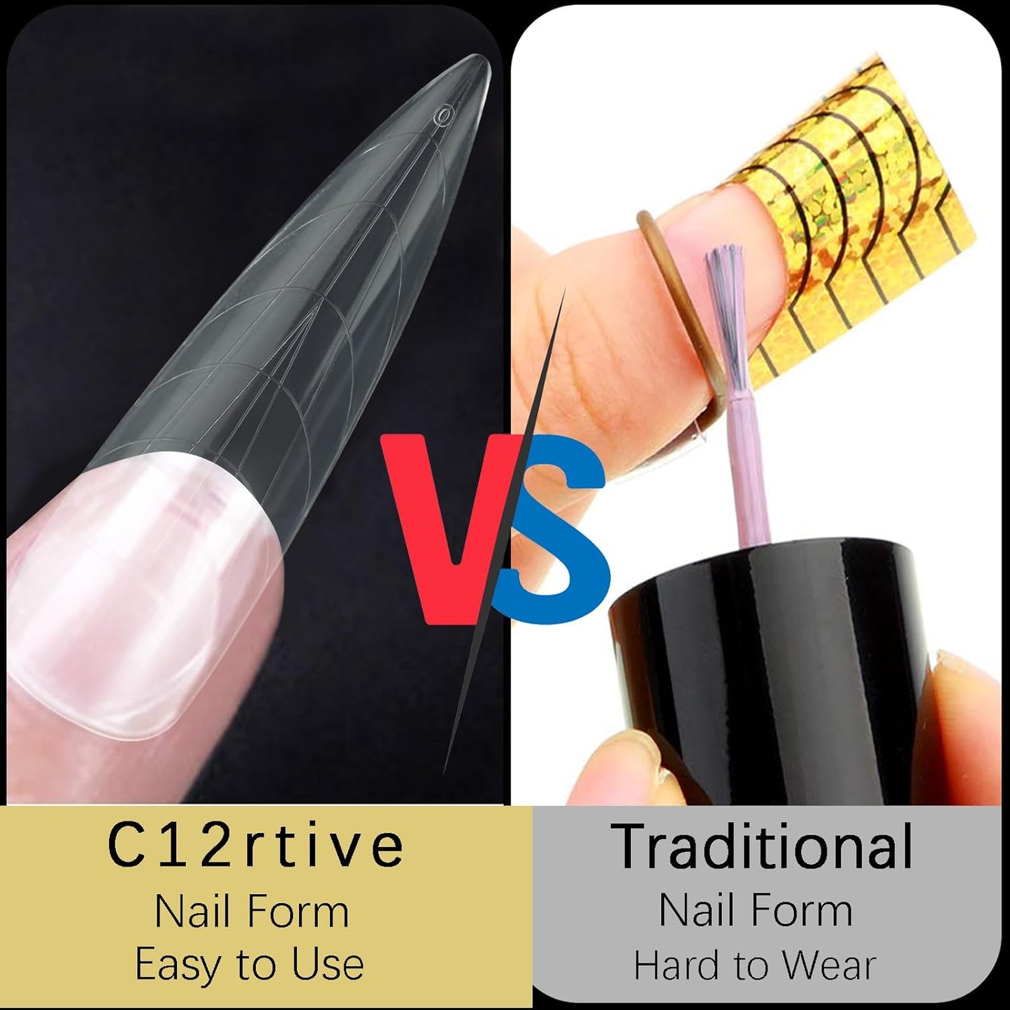 120Pcs Dual Nail Forms,Long Almond Extension Poly nail gel Nail Forms Full Cover Reusable Nail Molds 12 Sizes for Solid Nail Gel Glue Nail Art Design Salon&DIY(Extra Long Almond)