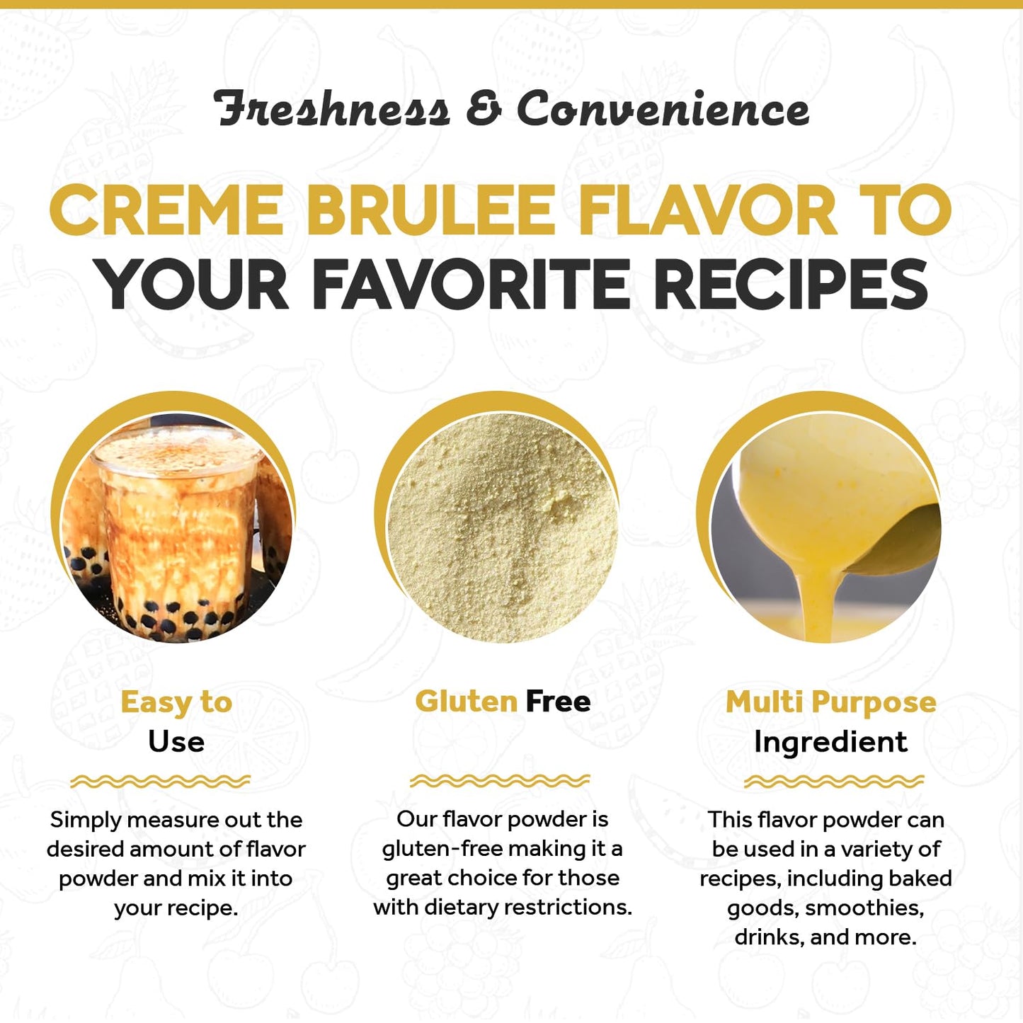 Fanale Premium Creme Brulee Bubble Tea Flavoring Powder | Perfect for Baking, Smoothies, Desserts and Drinks | Instant Flavoring Powder for Boba Milk Tea - 2.2 Pounds (Pack of 20).