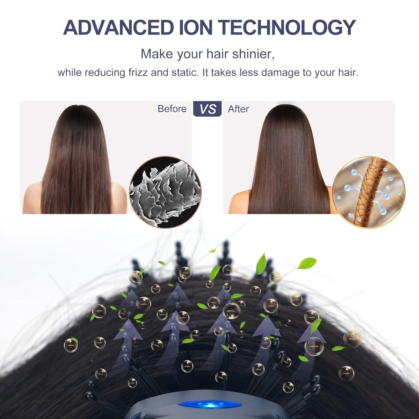 Hair Dryer Brush, Aima Beauty 4-in-1 Upgrade Hot Air Straightener Curler Function for Women, Hair Styling Tools, Prussian Blue-Round