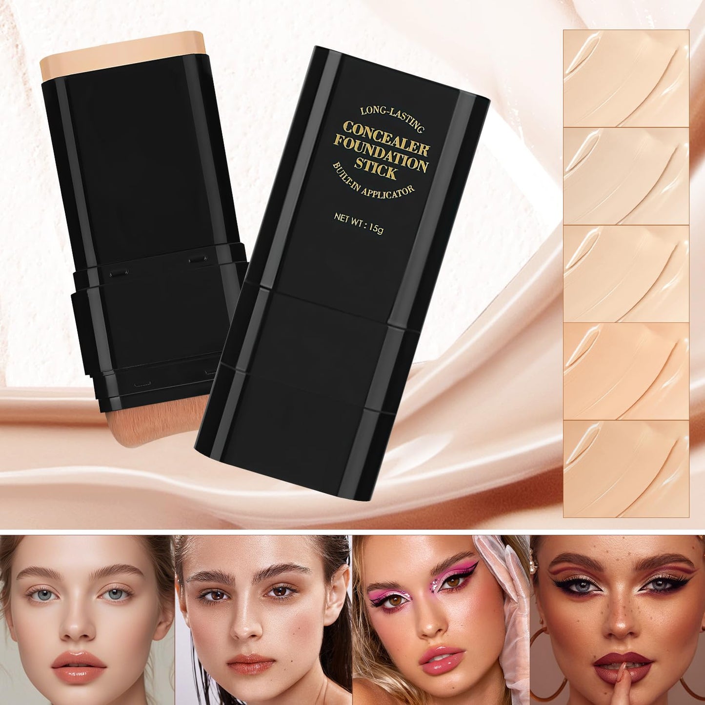 2PCS Long-Lasting Concealer Foundation Stick, Creamy Full Coverage, Hydrating Olive & Camellia Formula for Dark Circles (02natural)