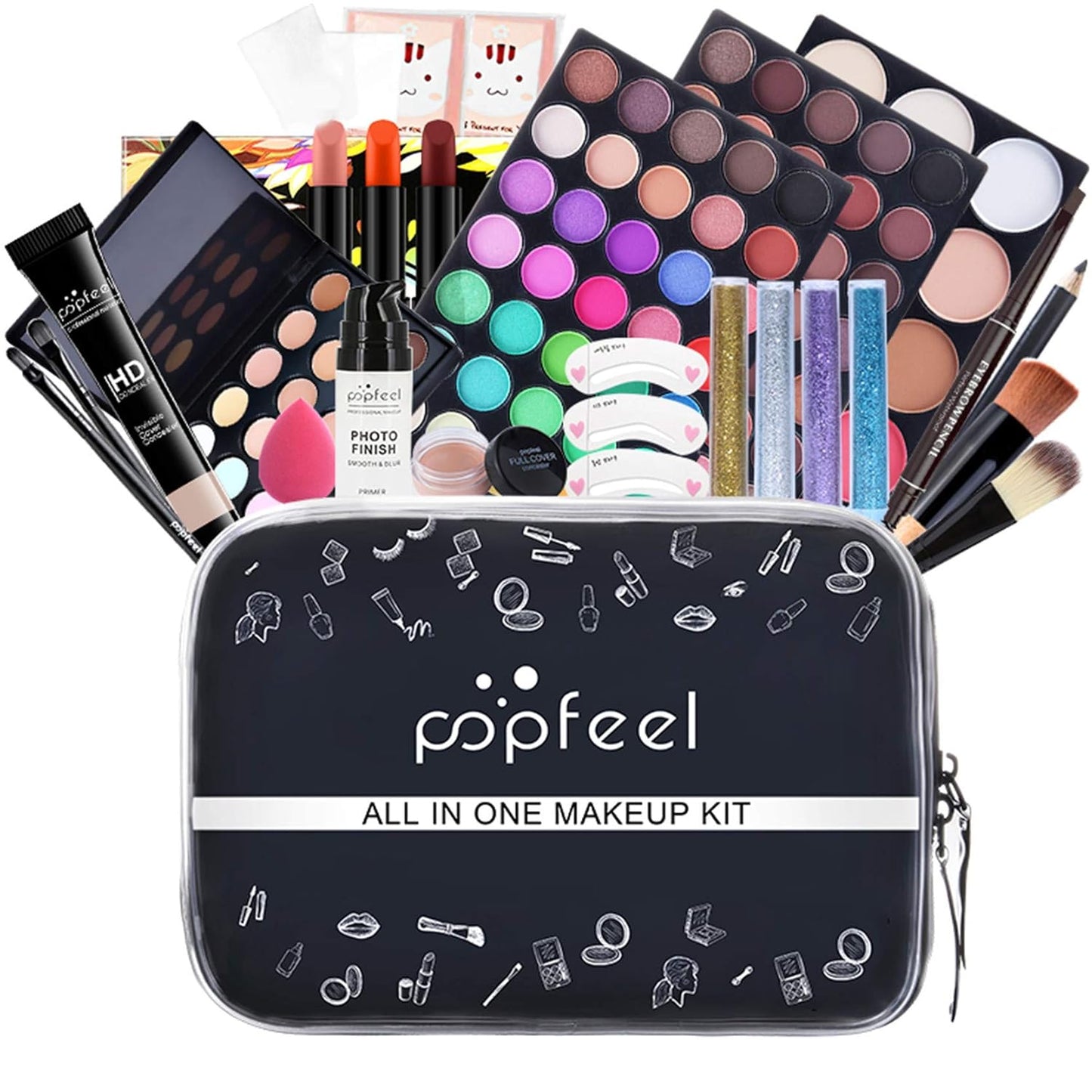 All-in-one Makeup Set Holiday Gift | Full Makeup Kit for Women Essential Starter Bundle Include Eyeshadow Palette Lipstick Blush Cream Concealer Face Powder Eyeliner Mascara Lipgloss Brush