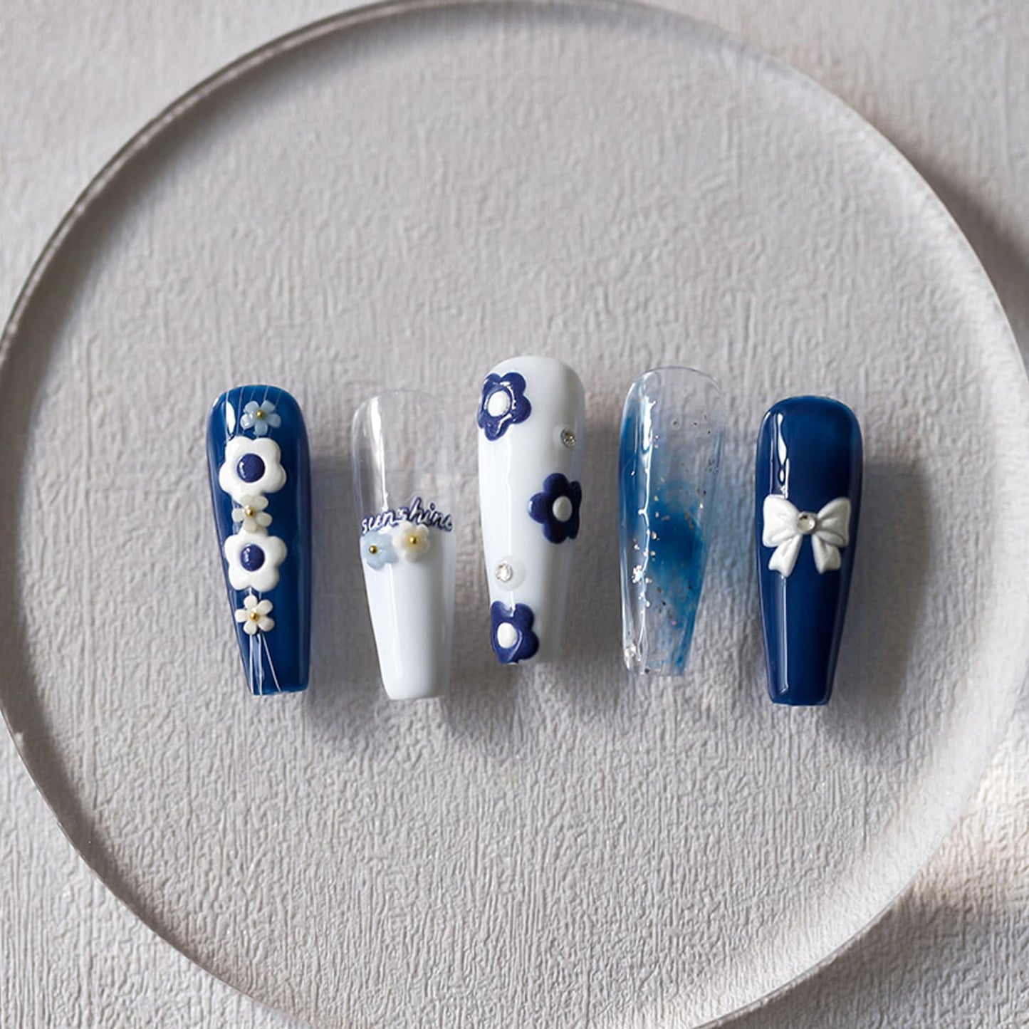 Flower Nail Stickers 5D Embossed Nail Art Stickers Decals Bows Plumeria Floral Nail Design Stickers for Women Girls Self-Adhesive Nail Art Decoration(1, Plumeria)