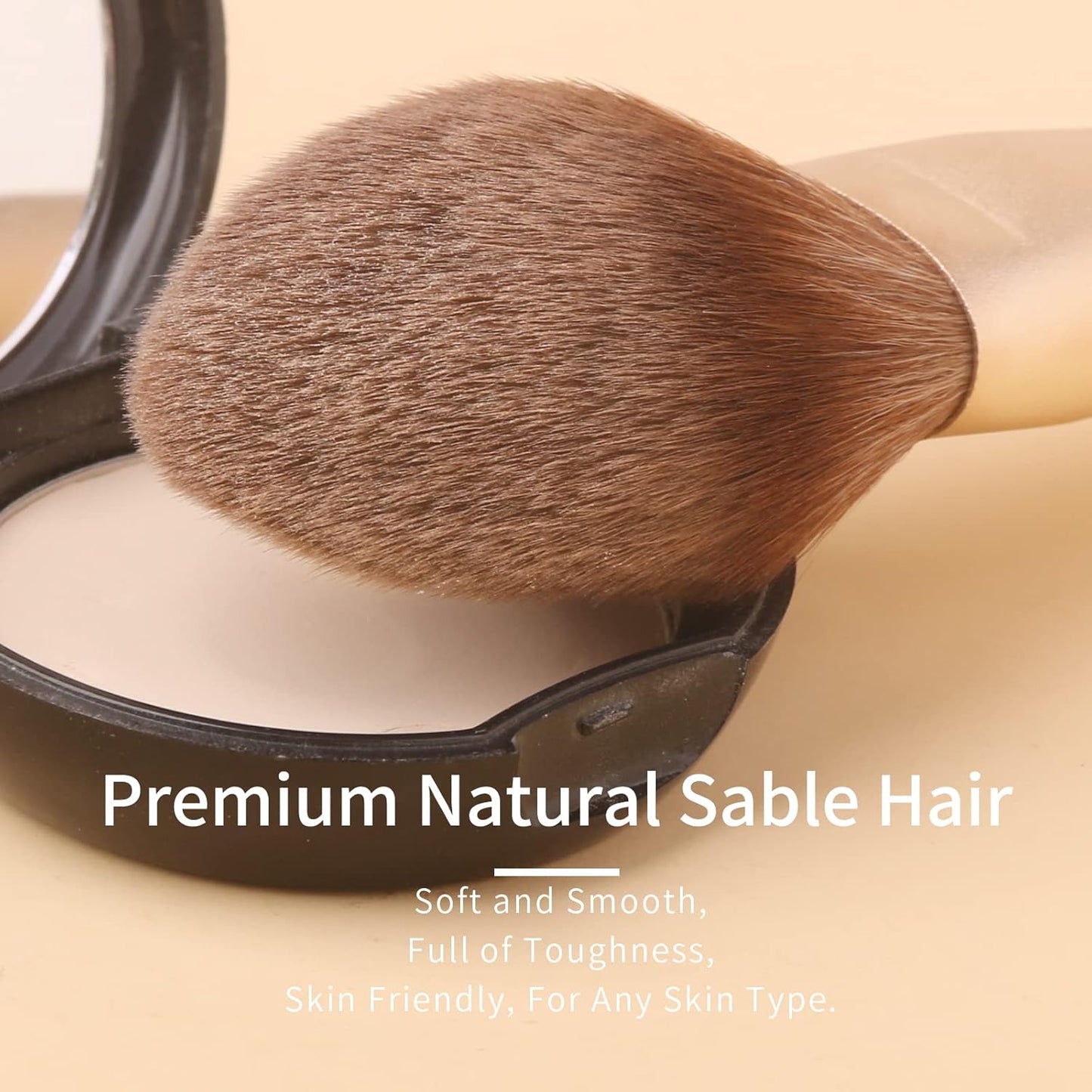 Natural Hair Makeup Brush Set Professional, Sable Makeup Brushes Set with Case, Natural Hair Brushes Makeup Set, Glitter Make up Brushes Set Professional, Natural Makeup Brushes - ORRA, Black