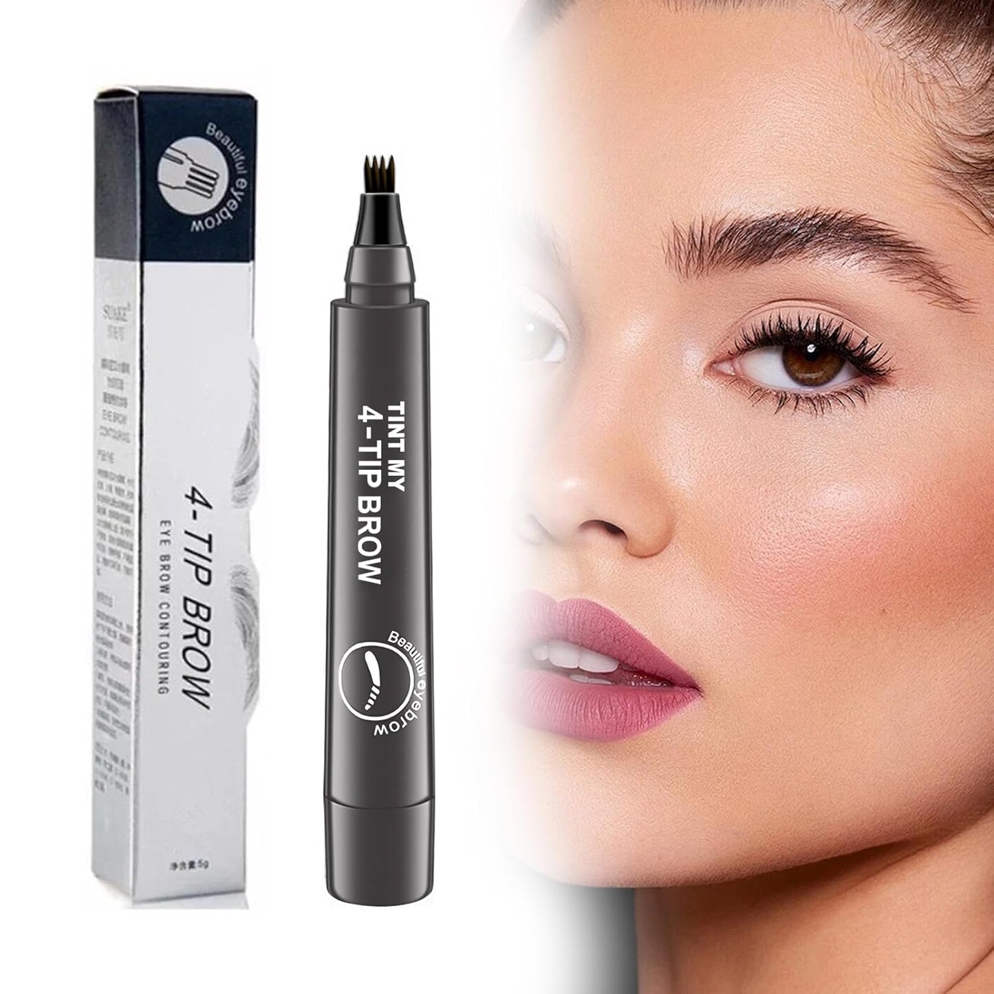 2025 Upgraded Magic Eyebrow Pencil for Women, Long-Lasting Ultra-Fine Tip Waterproof Eye Brow Pencils with 4 Fork, Smudge-Proof Natural Brow Makeup for Women - Gray Brown