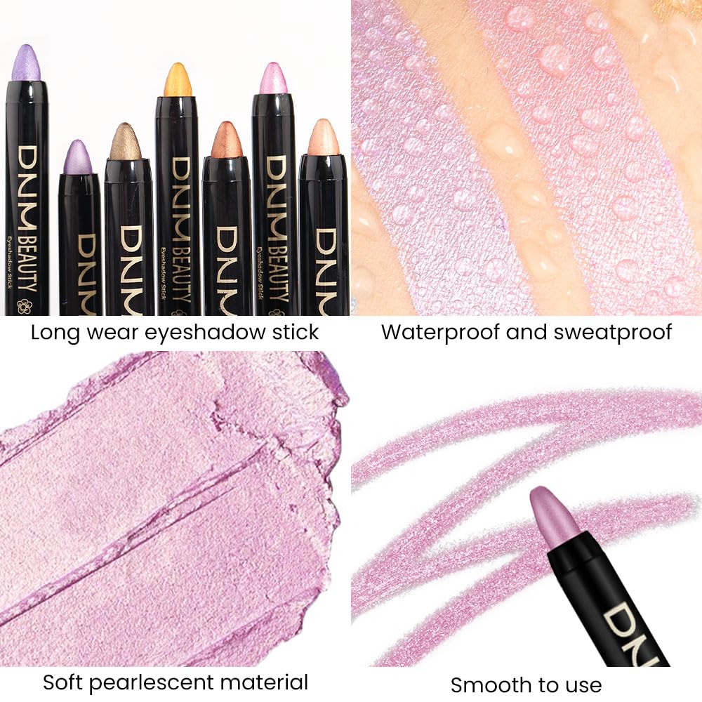 evpct Violet Pink Shimmer Cream Eye Shadow Brightener Sticks Set for Eyes, Violet Pink Shimmery Matte Pencil Eye shadow Applicator Stick Pen Palette Makeup Waterproof sombras en crema para ojos 07#