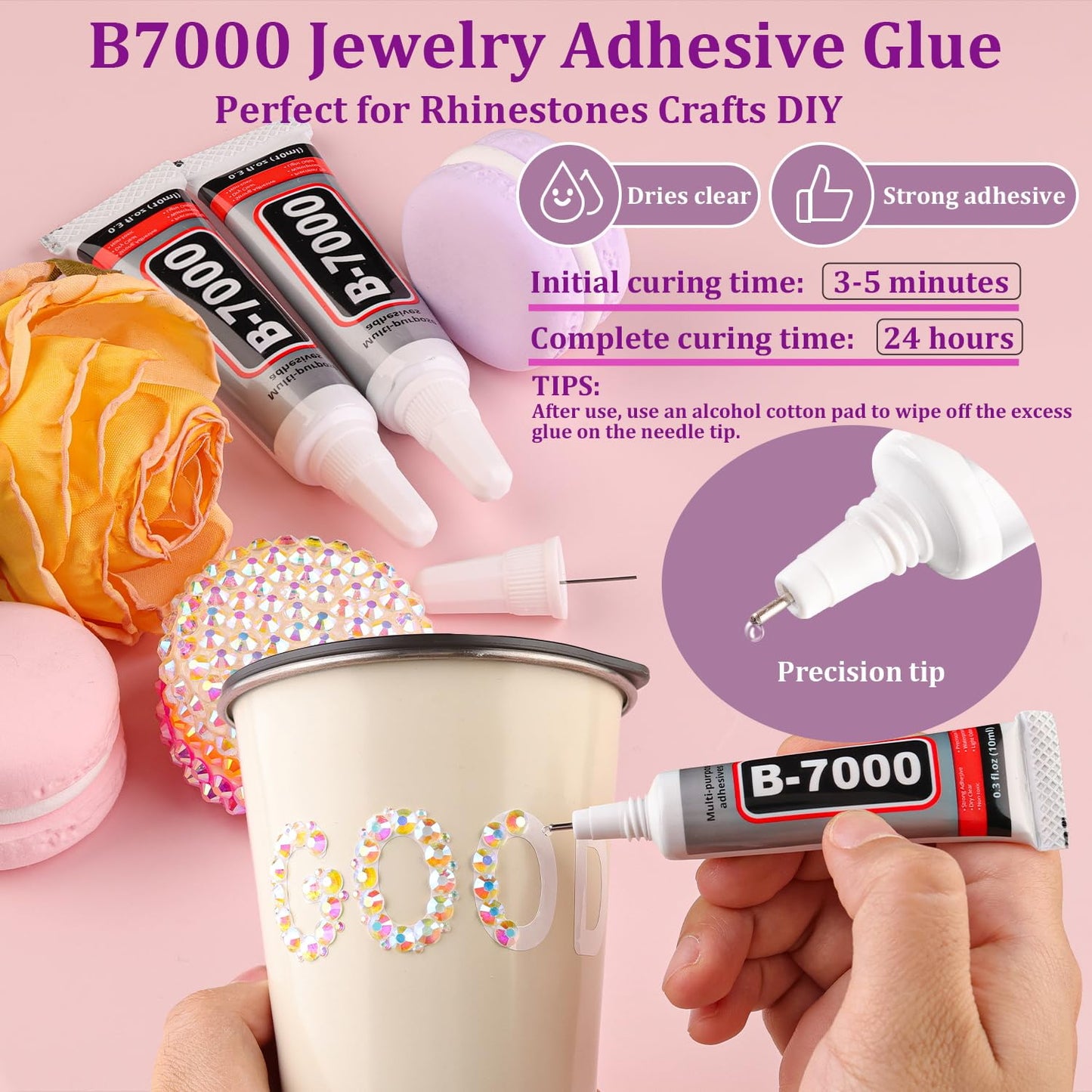 30000Pcs Transparent AB Rhinestones for Bedazzling with B7000 Jewelry Glue, Bedazzler Kit Flatback Gems, Resin Rhinestones for Crafting Crafts Clothing Shoes Fabric Nail Art Assorted Size 2/3/4/5/6mm