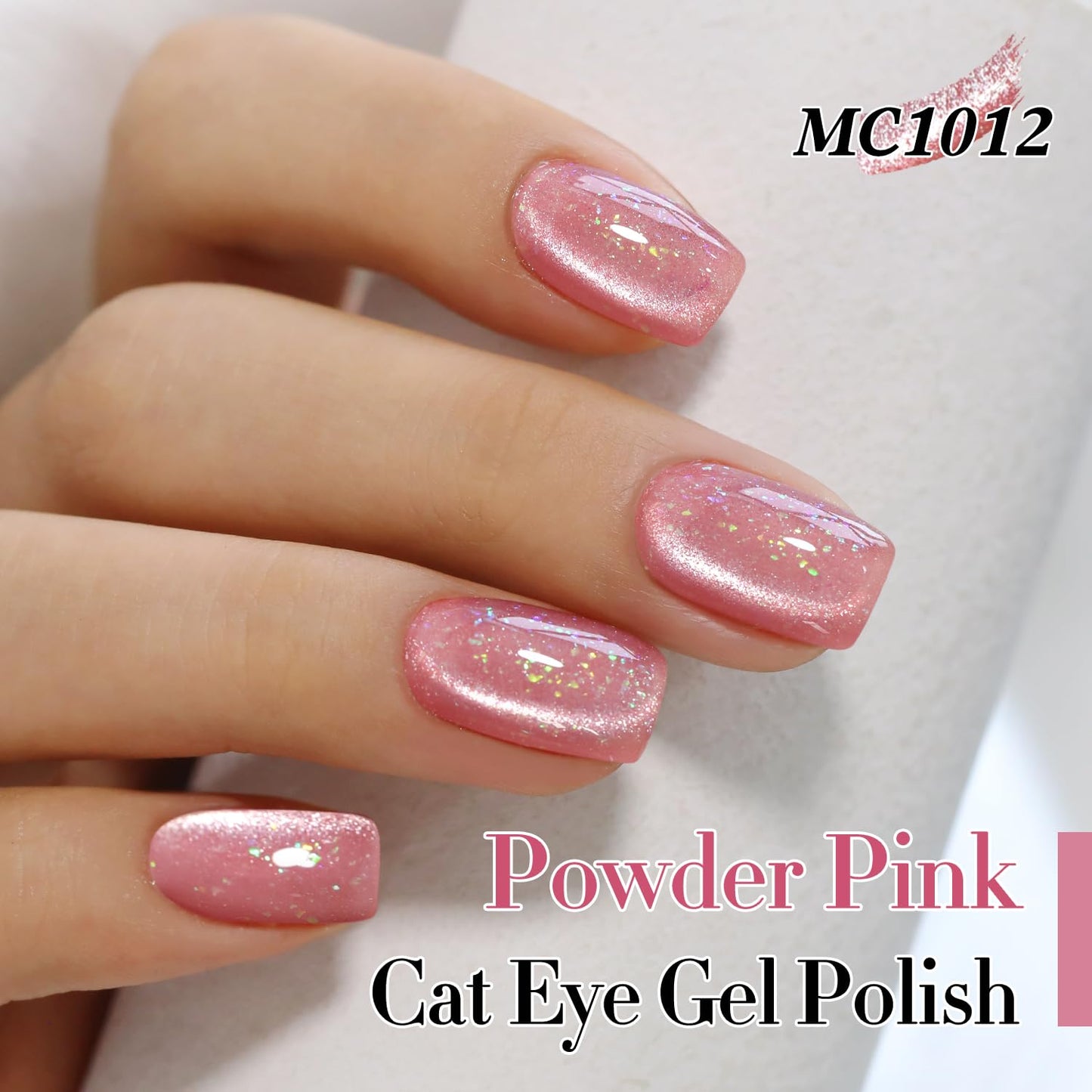 Double Rhythm 0.5 OZ Cat Eye Gel Polish with Magnet 15ML Holographic Glitter Shimmer Translucent Jelly Color Magnetic Nail Polish Salon DIY at Home (MC1012)