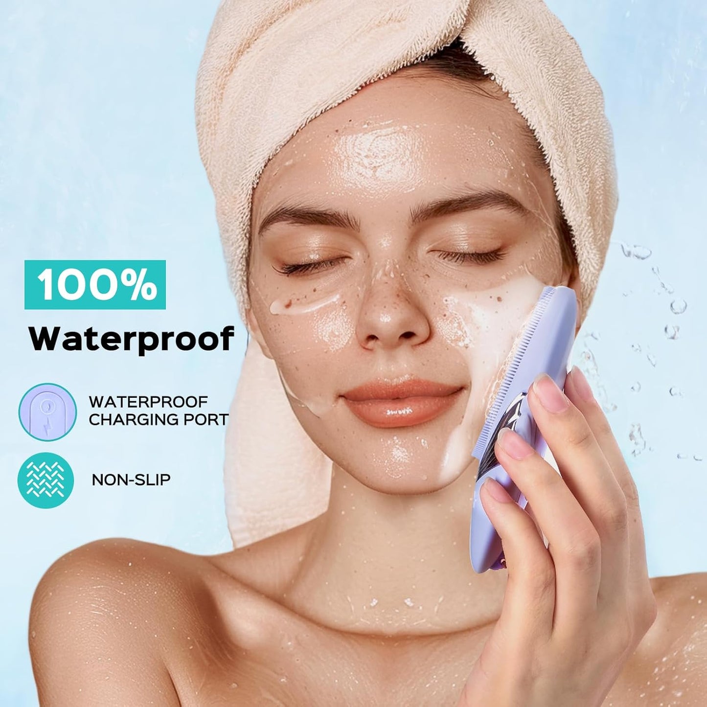 COSLUS Facial Cleansing Brush Face Scrubber : Silicone Waterproof Rechargeable Face Wash Brush, 5 Cleansing Modes, Electric Deep Cleaning for Men & Women, Removing Blackhead, Exfoliating, Massaging