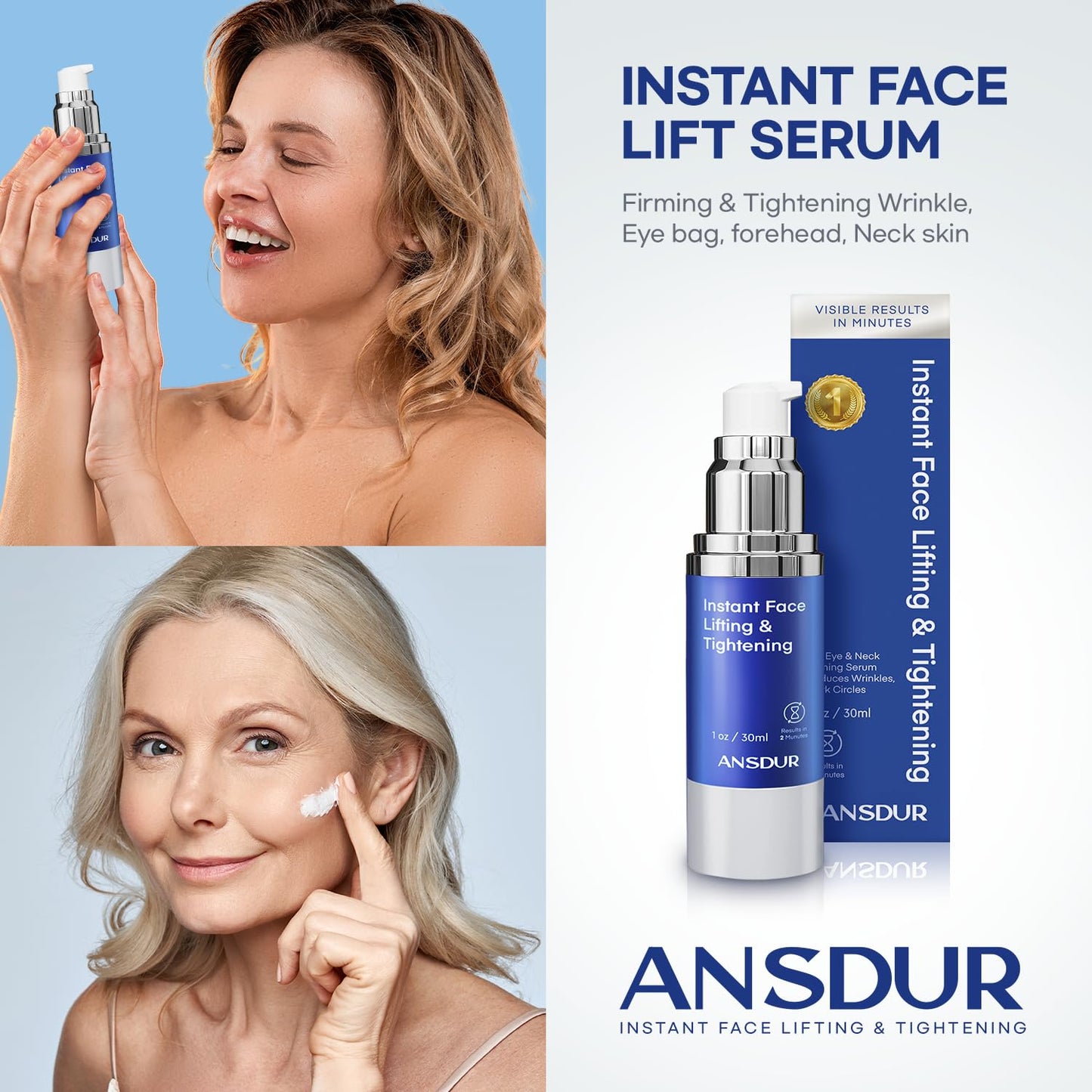 Instant Face Lift Cream: Firming Face Cream, Skin Tightening Cream for Face, Under Eye Cream & Wrinkle Cream For Women - Korean Skin Care & Advanced Formula 30ml