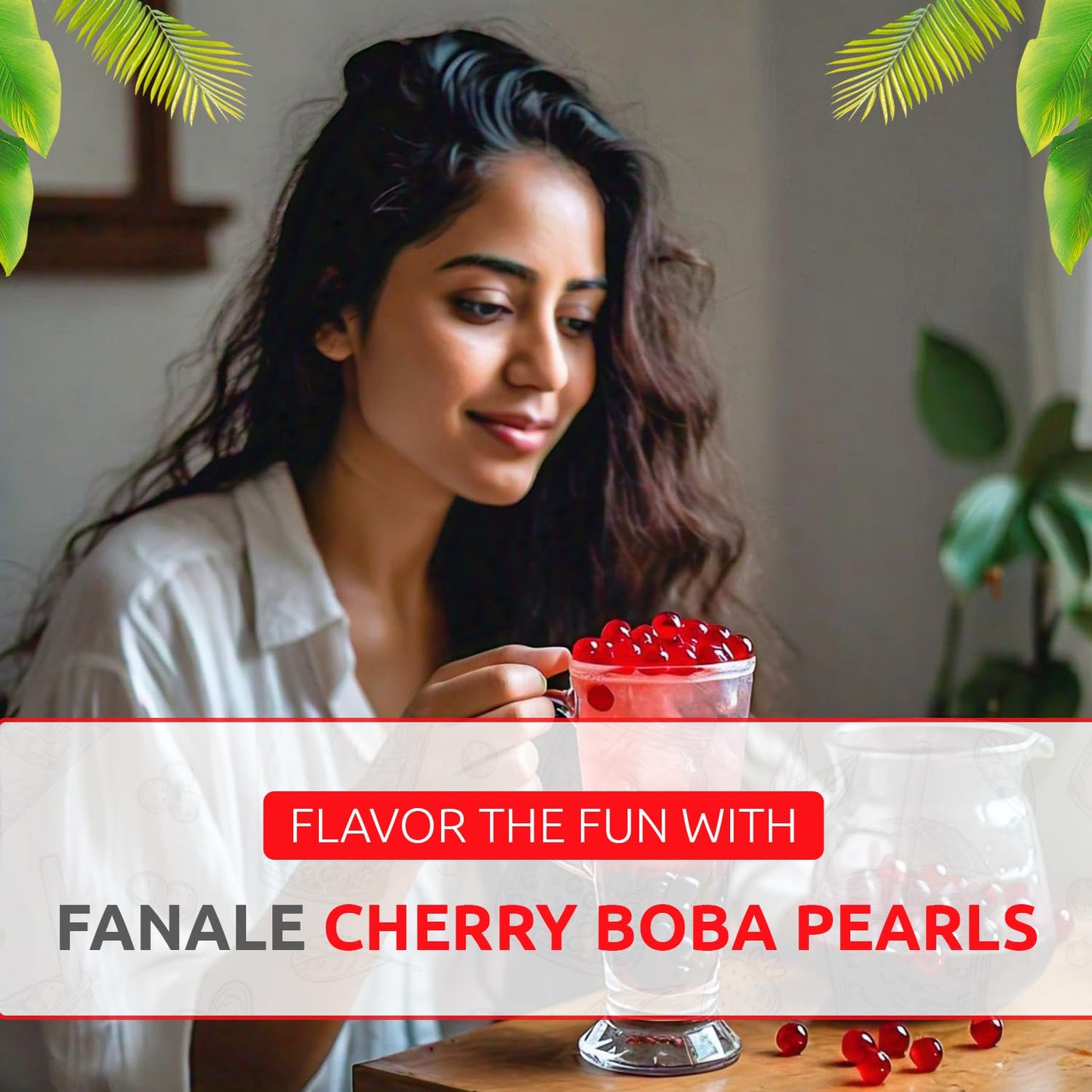 Fanale Cherry Popping Boba Pearls, Vegan, Non GMO, Gluten Free, Fat Free, Perfect for Bubble Tea, Smoothies, Ice Cream, Desserts, and Beverages.