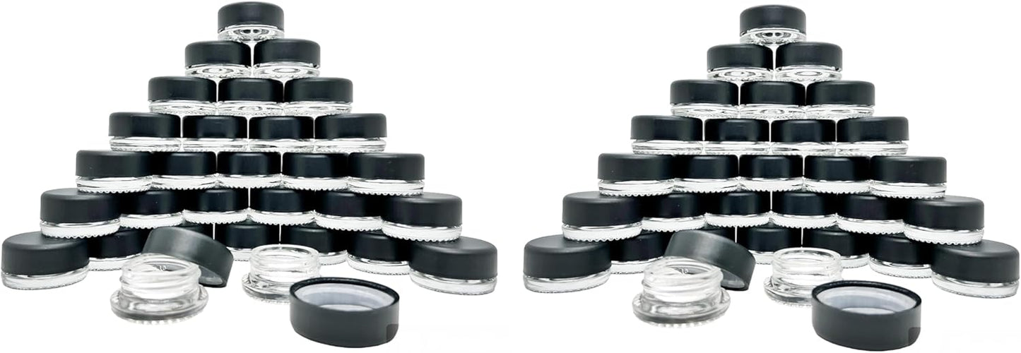 9ml Glass Concentrate Jars (Child Resistant) - Medicine Lip Balm Makeup (60), Clear