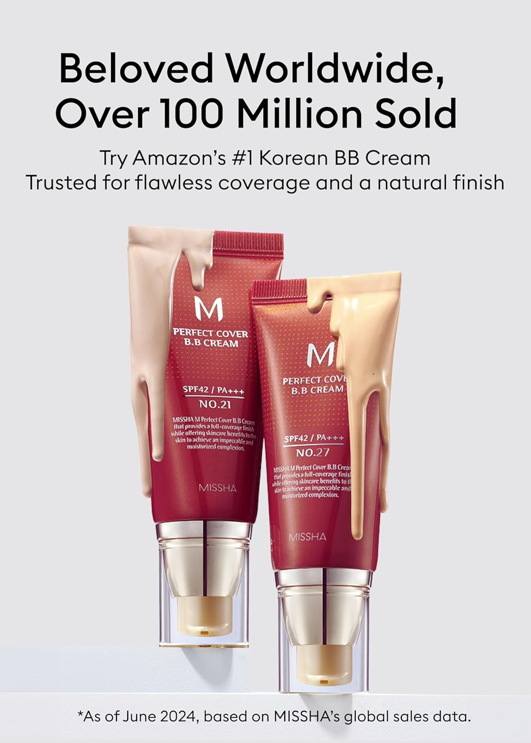 MISSHA M Perfect BB Cream No.21 (2 Pack) Light Beige for Bright Skin SPF 42 PA +++ 1.69 Fl Oz - Tinted Moisturizer for face with SPF