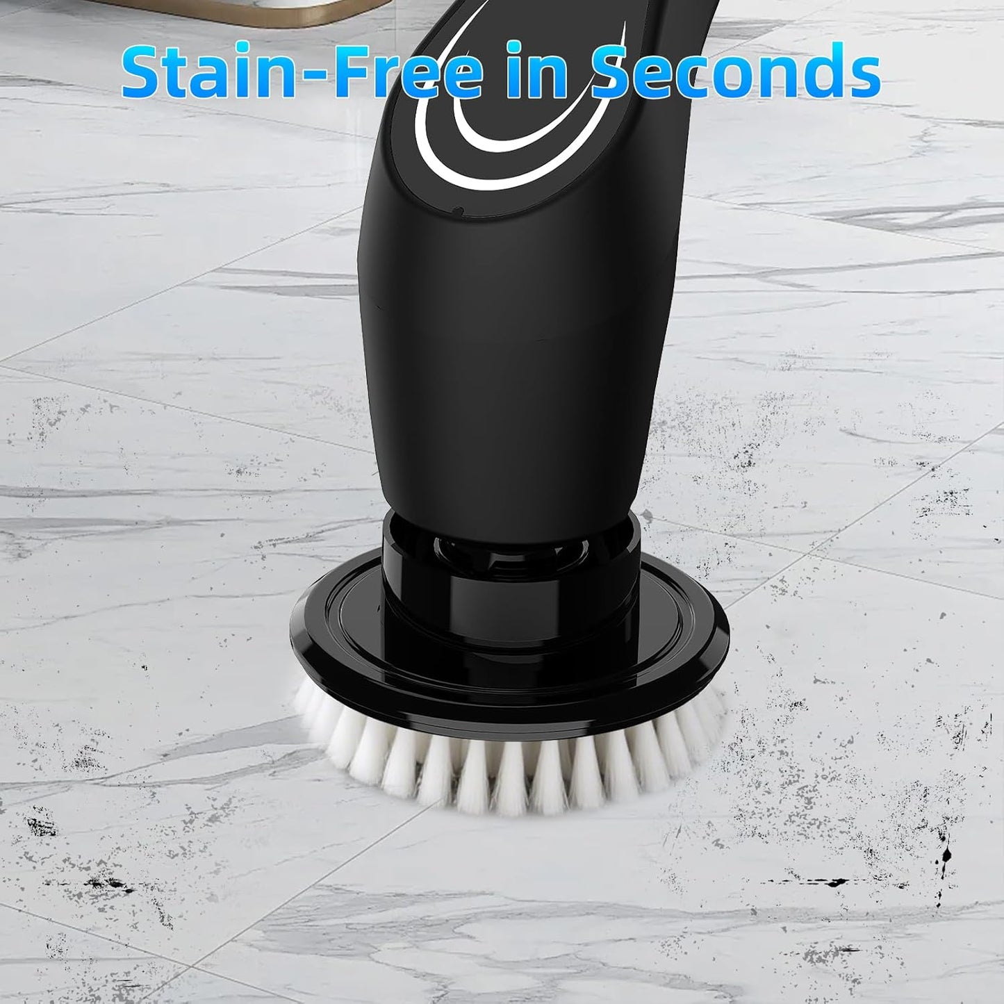Black Electric Spin Scrubber, Cordless Spin Scrubber with 8 Replaceable Brush Heads, Electric Scrub Brush with Adjustable Extension Handle, Electric Cleaning Brush for Bathroom, Tile and Bathtub