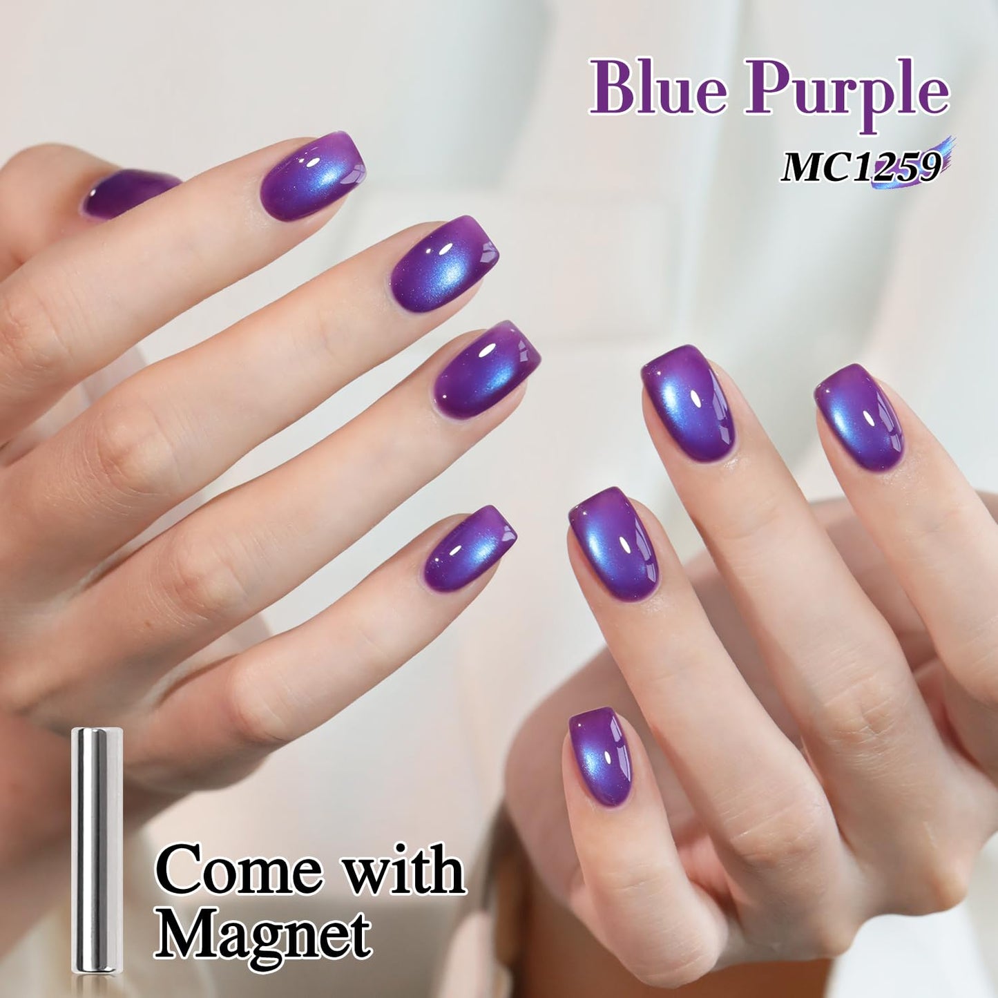 Double Rhythm 0.5 OZ Cat Eye Gel Polish with Magnet 15ML Holographic Glitter Shimmer Translucent Jelly Color Magnetic Nail Polish Salon DIY at Home (Navy Blue-MC1259)