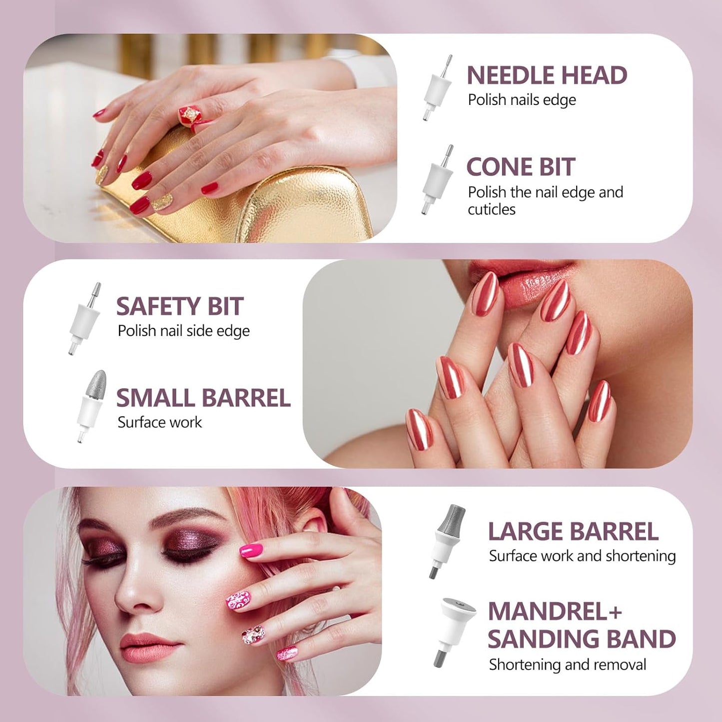 Electric Nail Drill Machine Nail Drill Electric File Nail File Kit for Beginners Acrylic Gel Nails Manicure Pedicure Polishing Shape Tool with 8 Bits Gel Nails and Home Salon Use