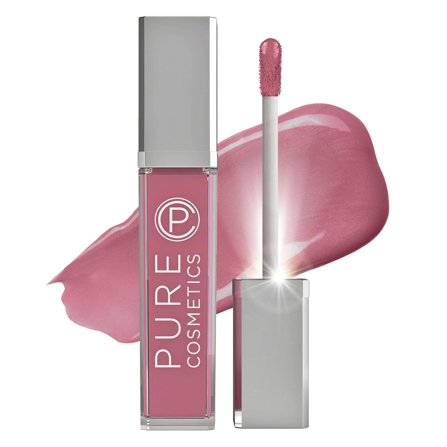 Pure Cosmetics Pure Illumination Lip Gloss - LED-lit Applicator w/Side Mirror - Non-Sticky, Moisturizing & Hydrating Lip Glosses - Soothes & Heals Dried Chapped Lips (Girl Crush)