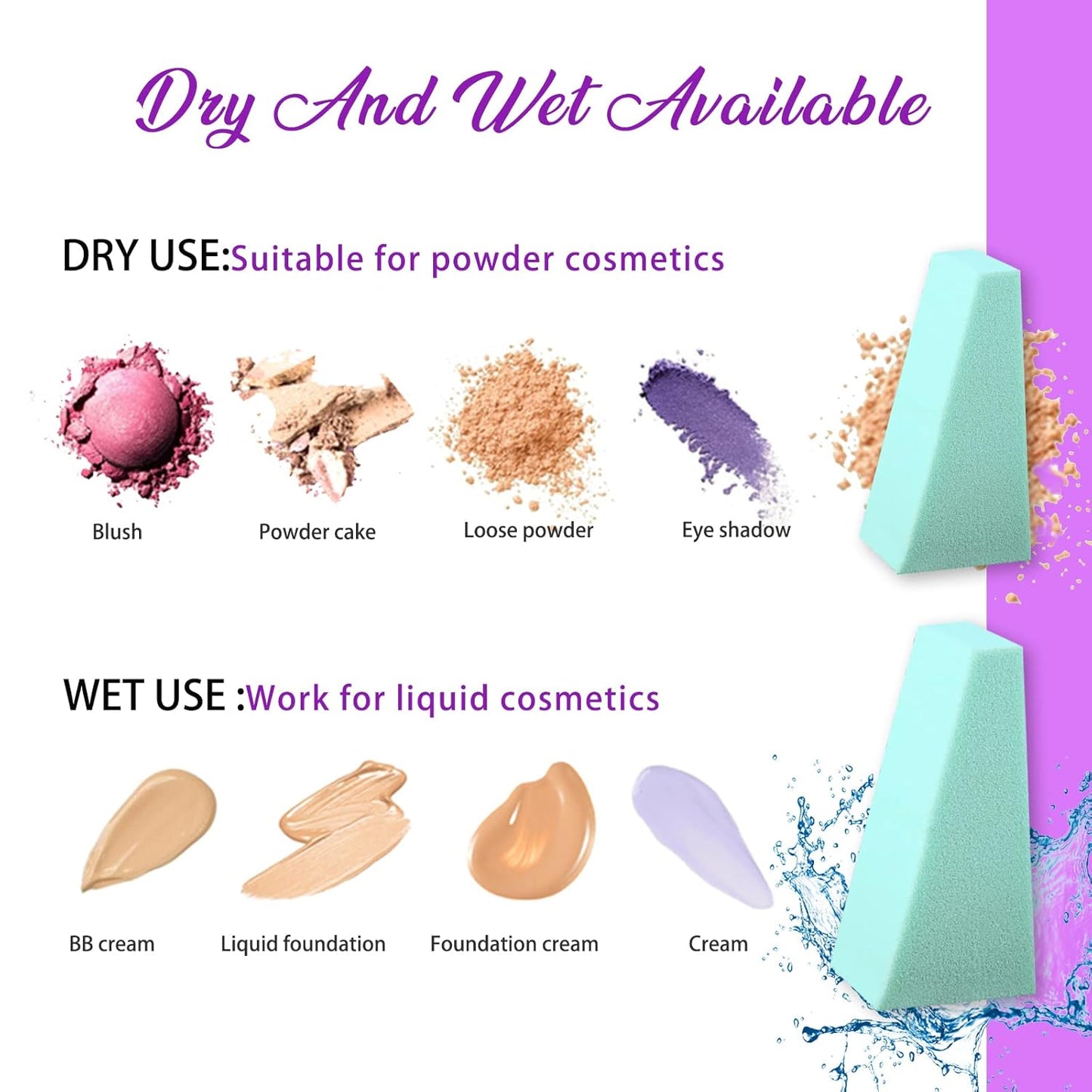 Teenitor Makeup Sponge Mini Applicator Wedges, 48 Pieces Cosmetic Wedges Beauty Blender Sponges, Wedge Beauty Sponge Disposable Makeup Applicator For Foundation Liquid Cream Latex Free