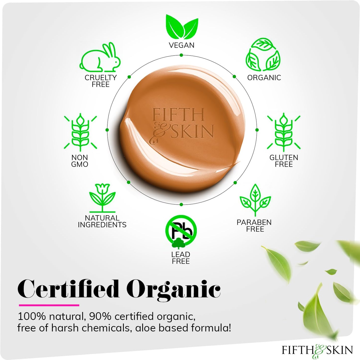 Fifth & Skin: Better’n Ur Skin Liquid Foundation (DEEP TAN) - Natural, Organic, Vegan, Cruelty-Free - Gluten-Free Beauty with Buildable Coverage and Palm-Free Luxury - 1 oz