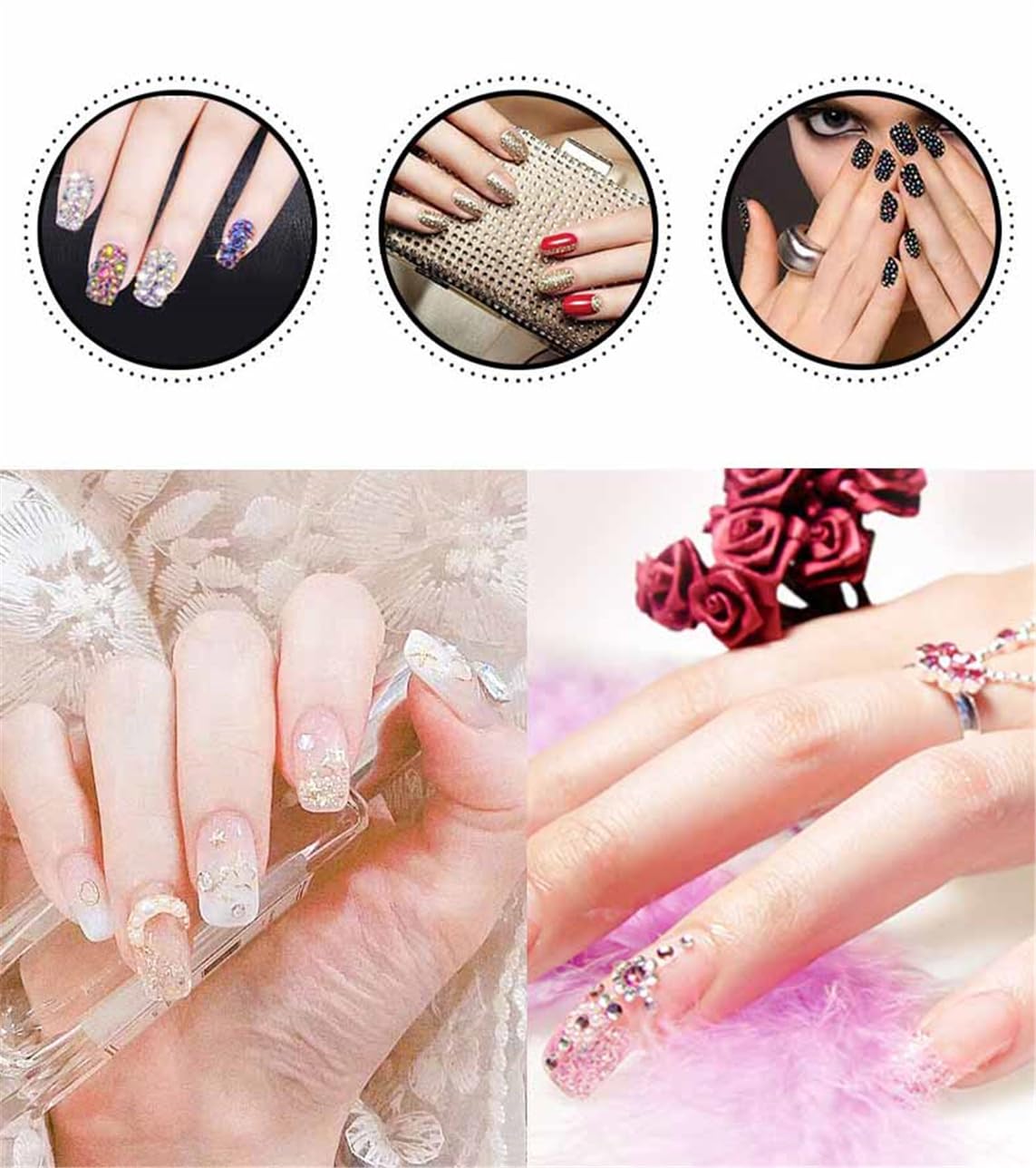 4500 Pcs SS6 2mm AB Flatback Rhinestones for Nails Art Crafts Glitter Round Shine Gems Crystals DIY Clothes Shoes （Black-Bottom Purple Red AB）