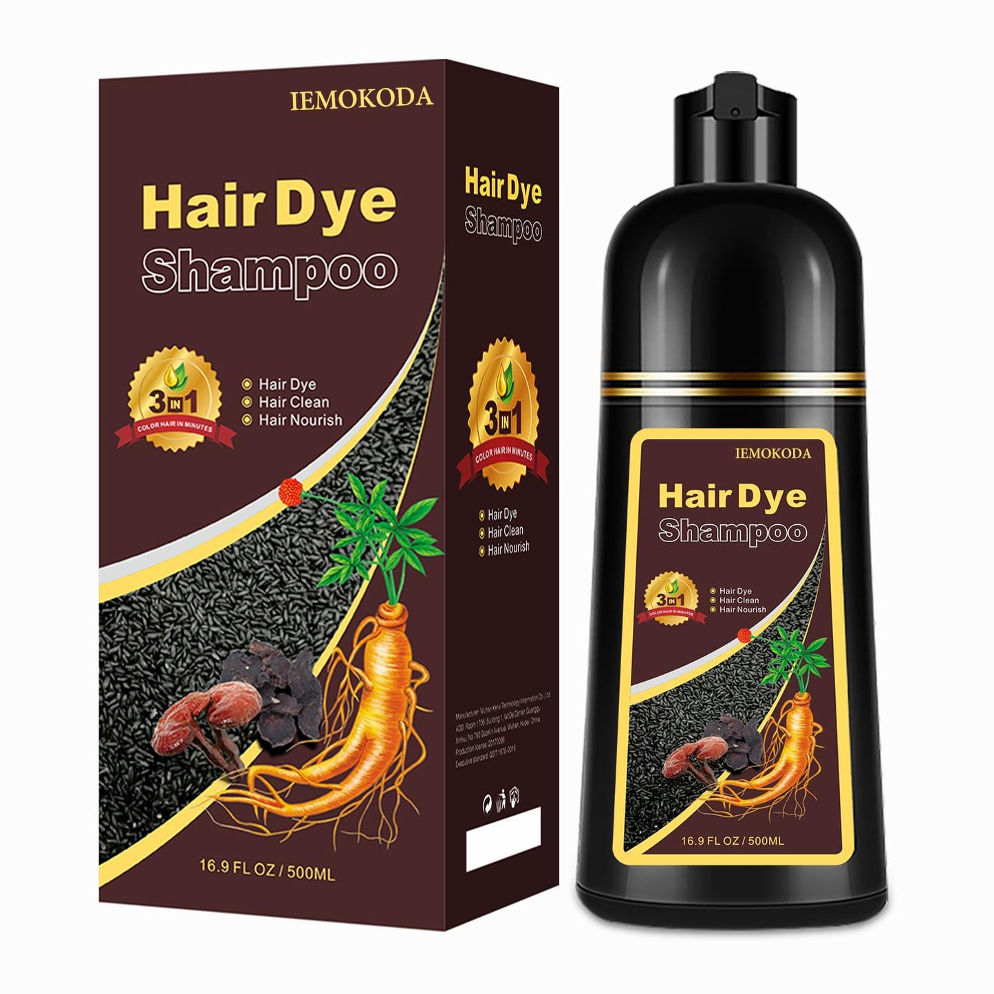 Hair Dye Shampoo 3 in 1, Coffee Hair Dye 16.9 FL Oz, Hair Shampoo, Semi-Permanent Hair Color Shampoo, Lasts 30 Days (Coffee)
