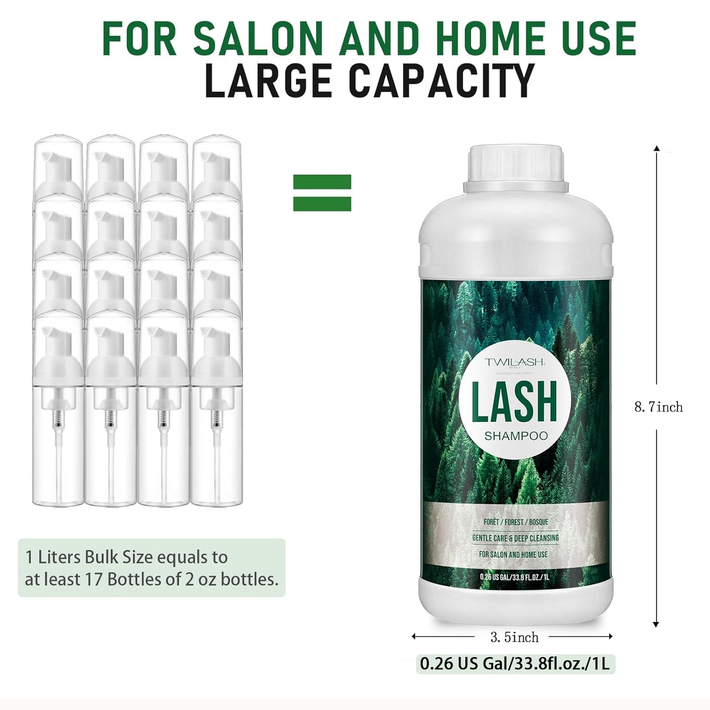 Lash Shampoo, Eyelash Cleanser for Extensions, 33.6 Fl Oz, Safe Makeup Remover, Non-irritating or Burning Formula, Eyelid Foaming Cleanser for Professional Salon and Home Use