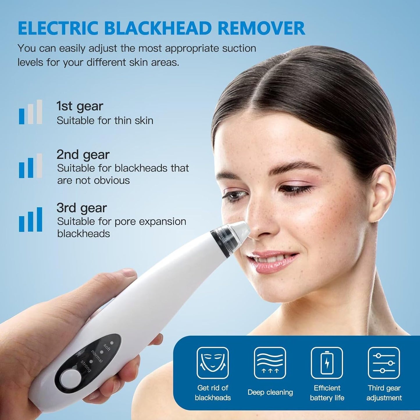 2025 New ABS Electric Blackhead Remover Cleaner Face Diamond Pore Vacuum Suction White Heads