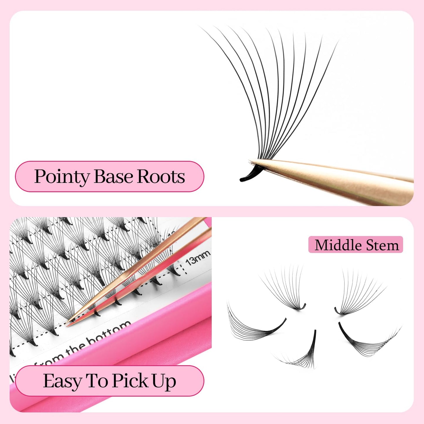 Premade Fans Eyelash Extensions 14D Volume Lash Extensions 0.03 Thickness Eyelash Extension C Curl Premade Lash Fans Mix 9-16mm Fluffy Soft Handmade Lash Fan(14D-0.03-C,9-16mm)